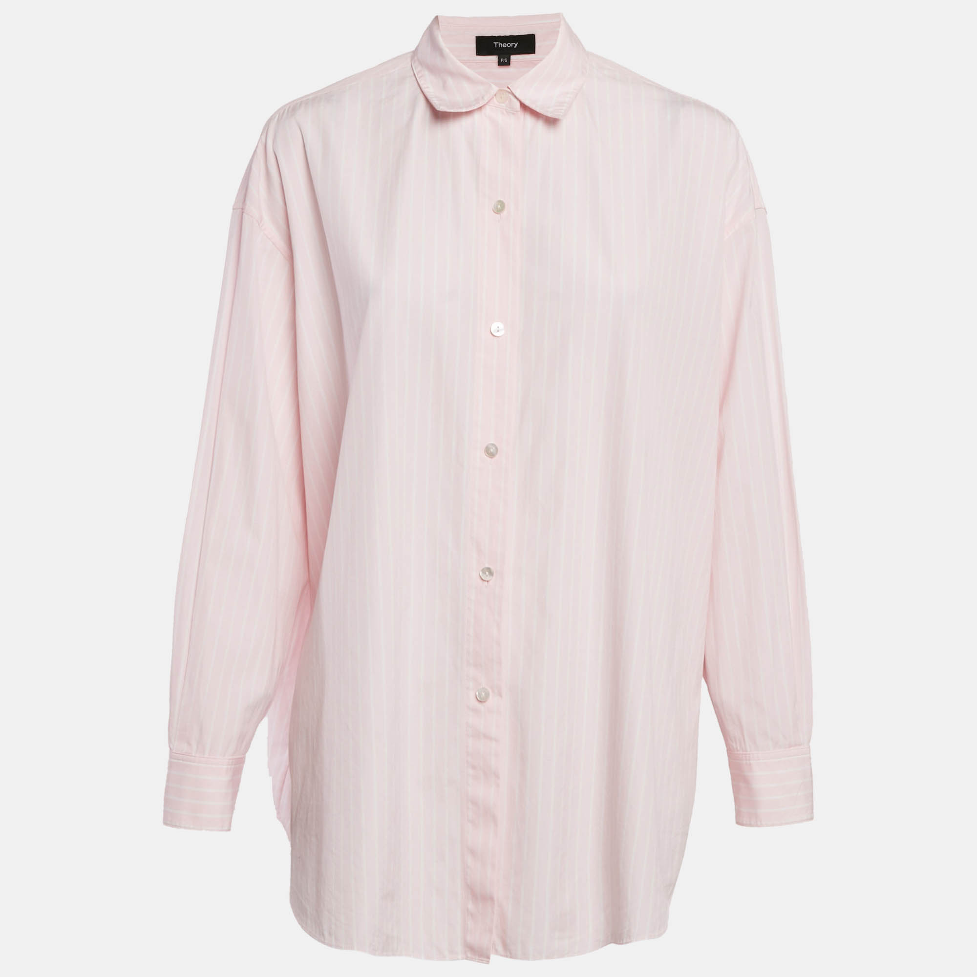 

Theory Pink Striped Cotton Oversized Shirt S