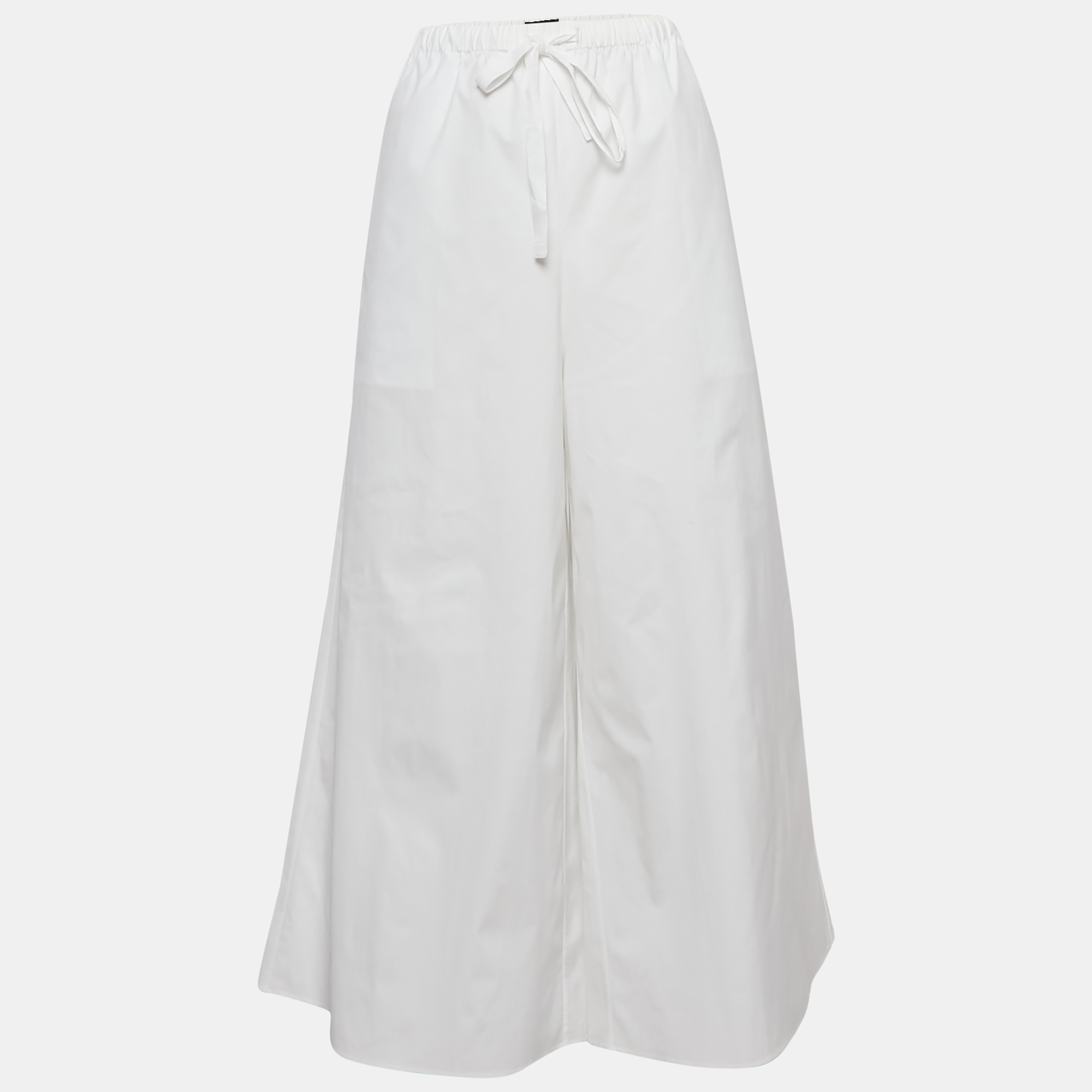 

Theory White Cotton Drawstring Wide-Leg Trousers M
