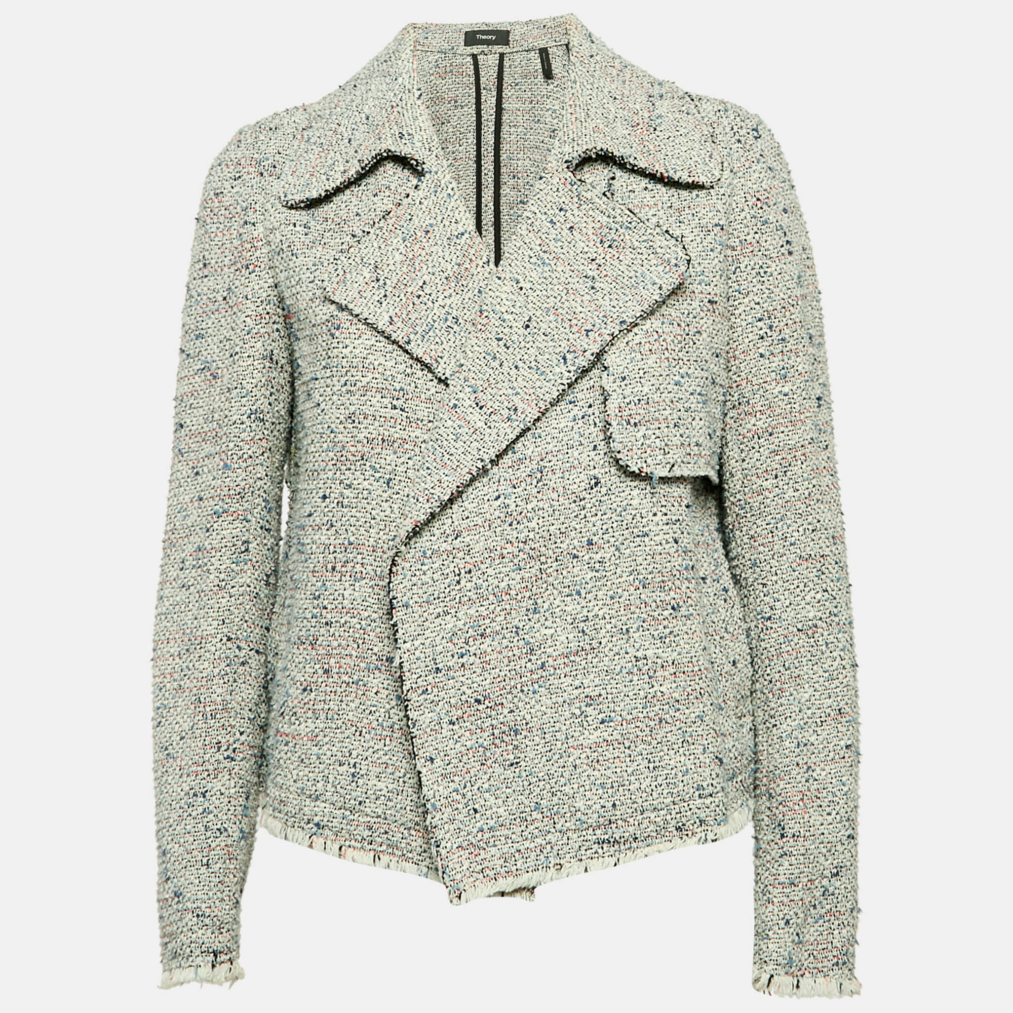 

Theory Grey Tweed Open Front Jacket M
