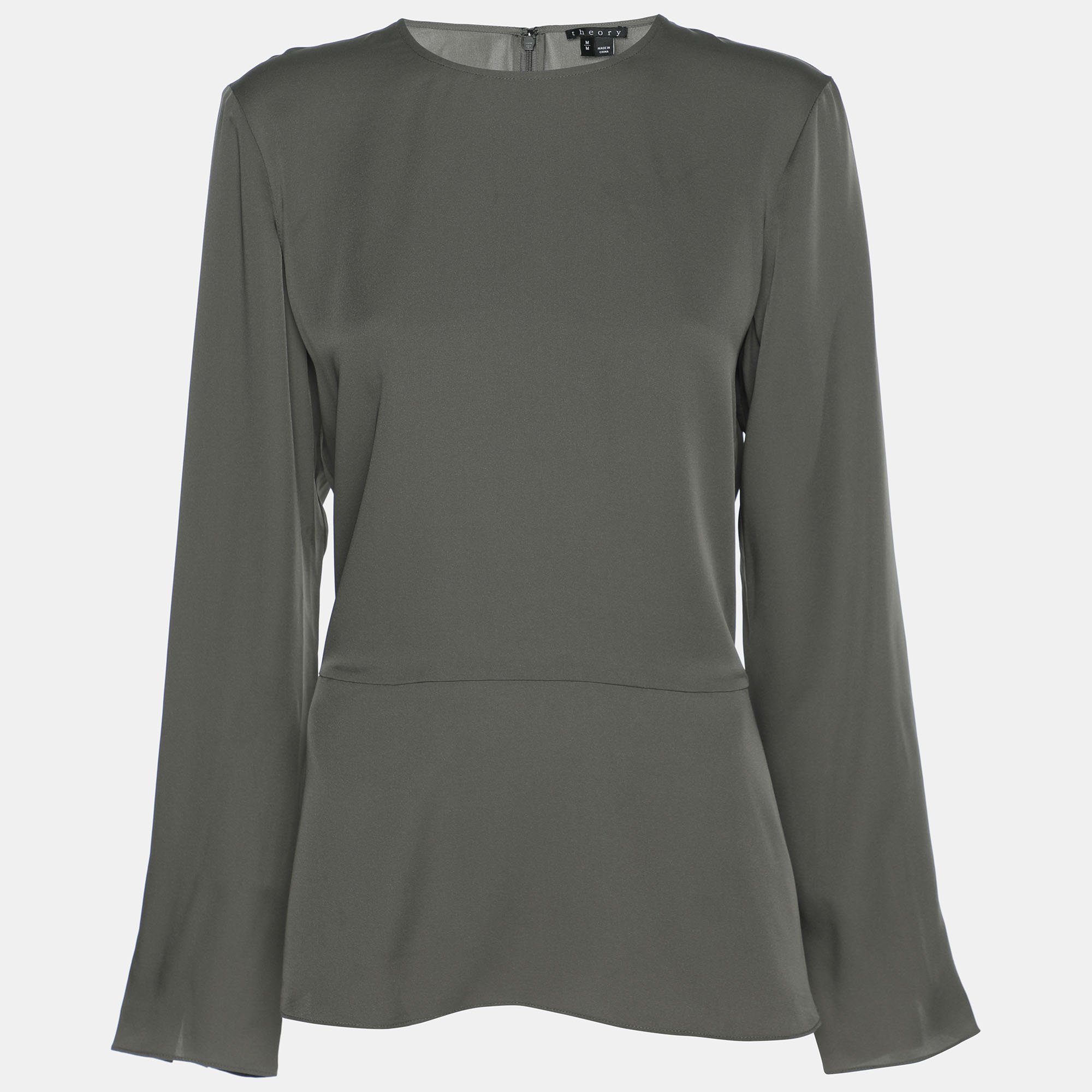 

Theory Grey Silk Full Sleeve Top M