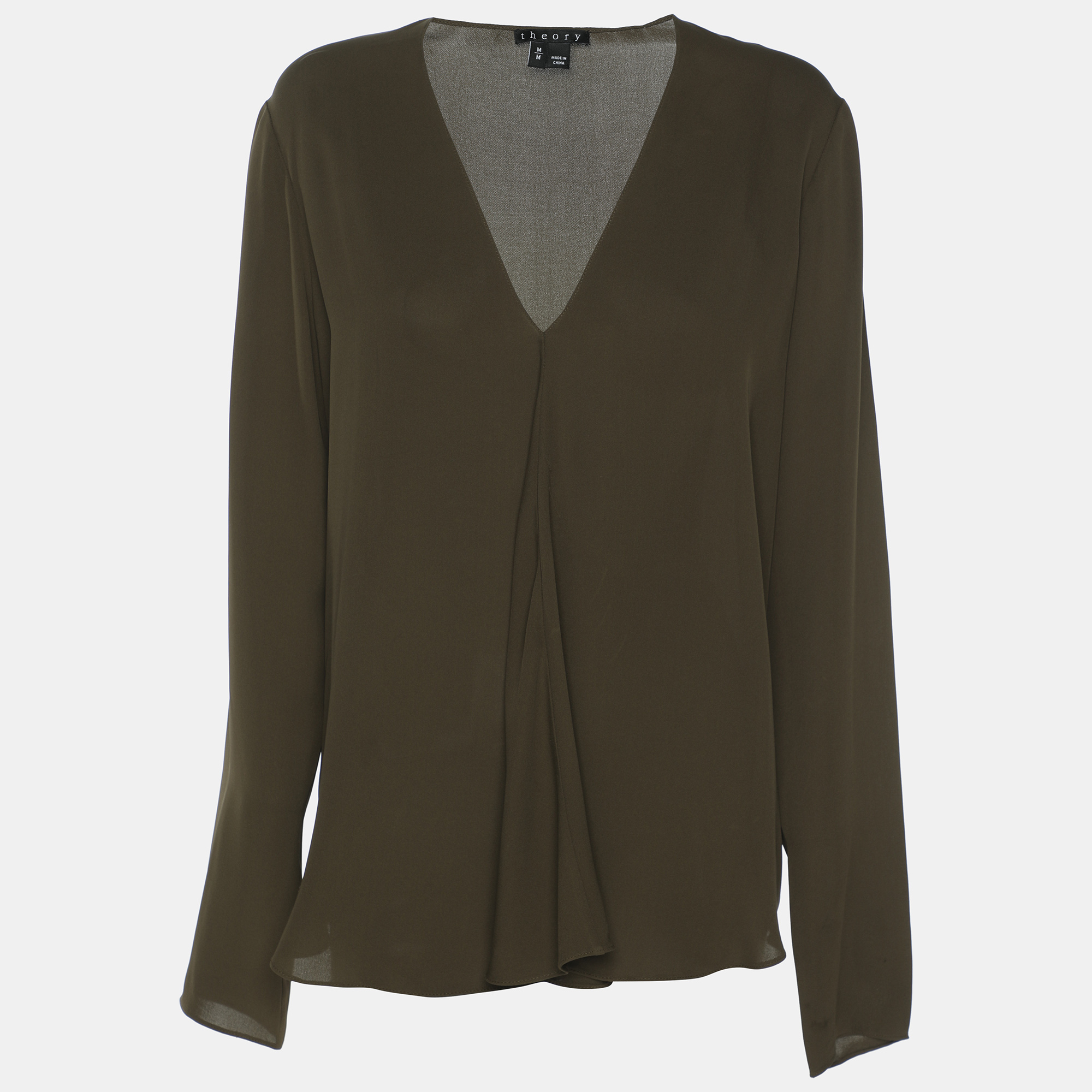 

Theory Olive Green Silk Top M