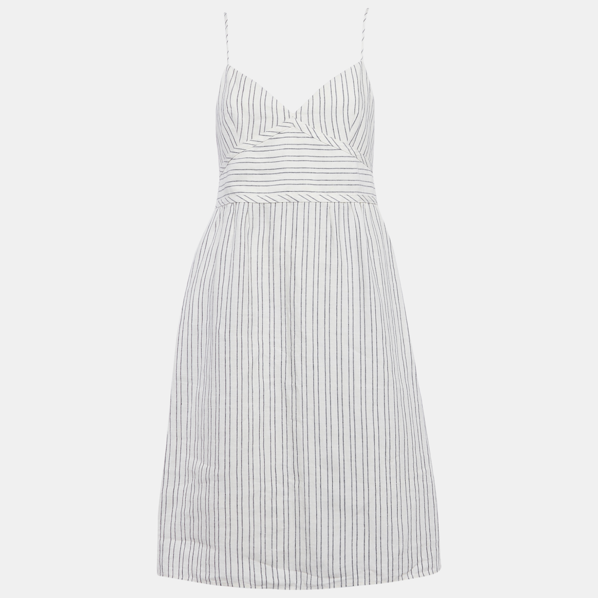 

Theory White Striped Linen Midi Dress M
