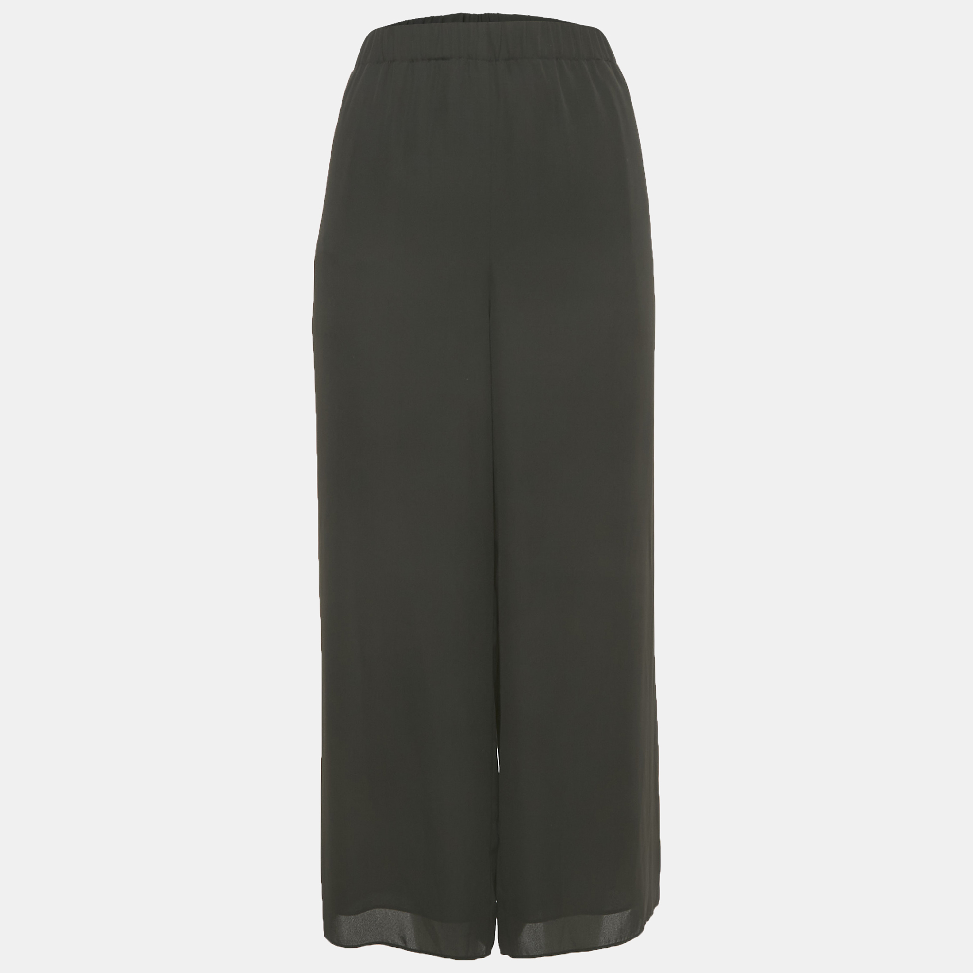 Pre-owned Theory Black Chiffon Wide-leg Trousers L