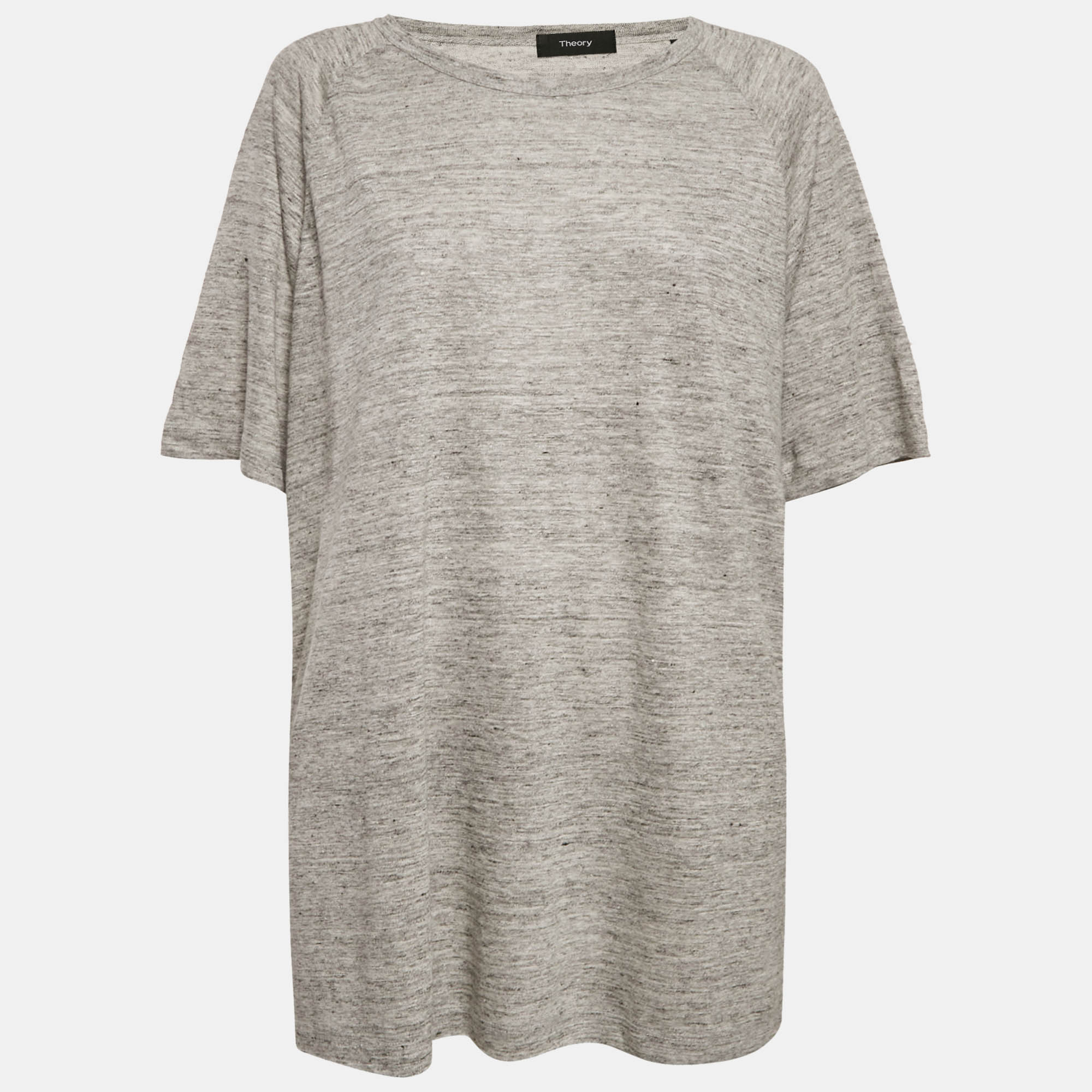 

Theory Grey Melange Linen Jersey Loose Fit Top XXL