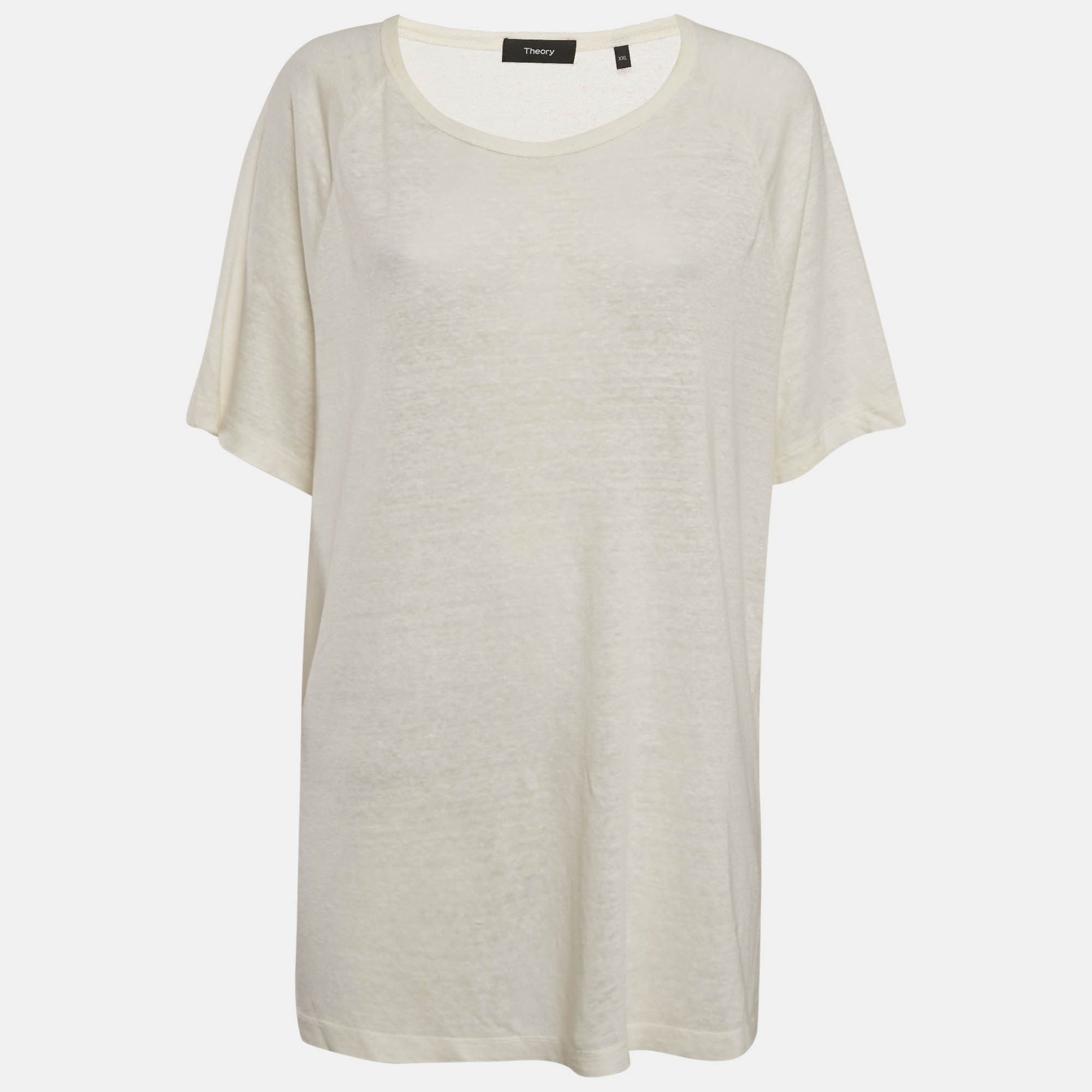 

Theory Off-White Linen Jersey Top XXL