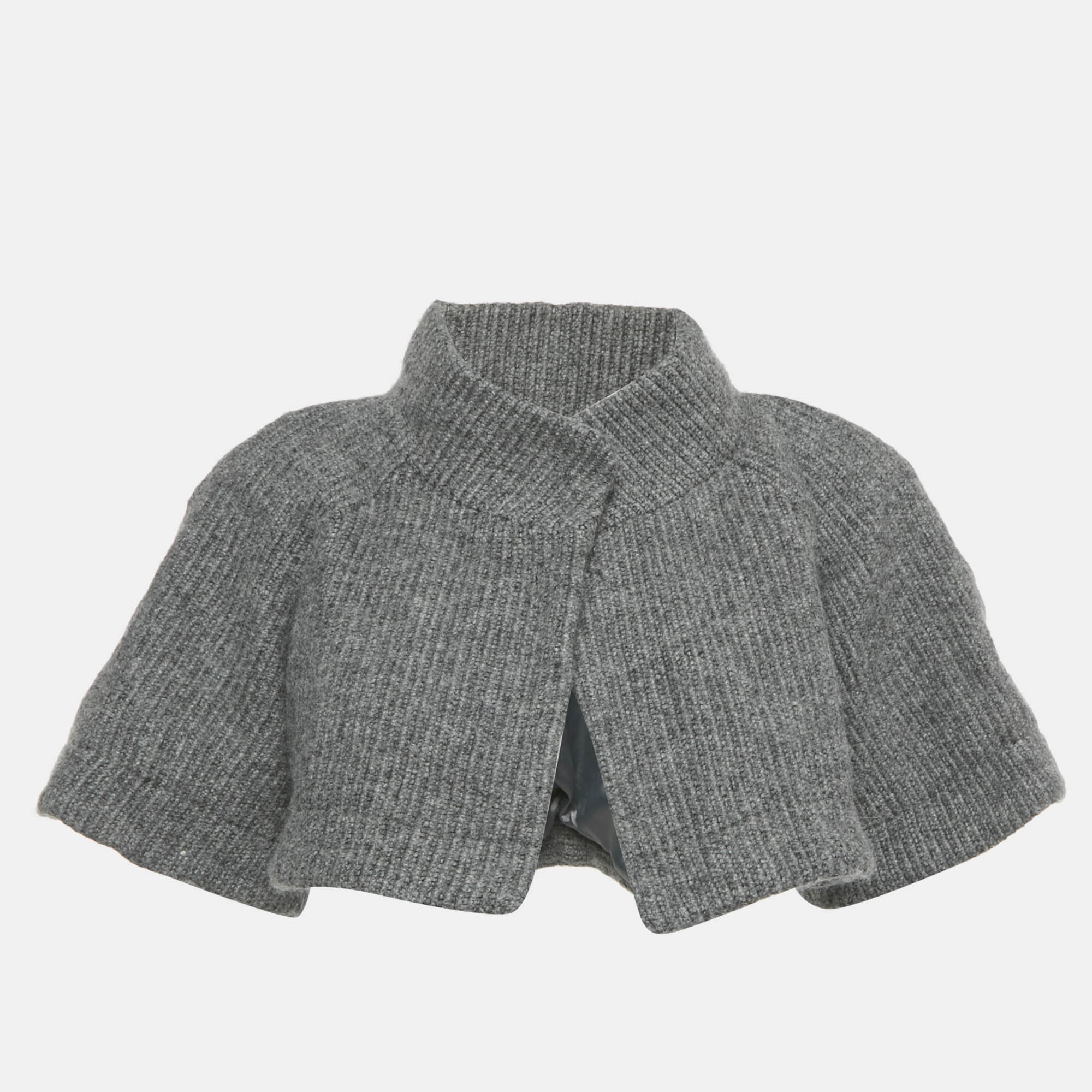 Pre-owned Theory Grey Wool Rib Kit Capelet S In Gray