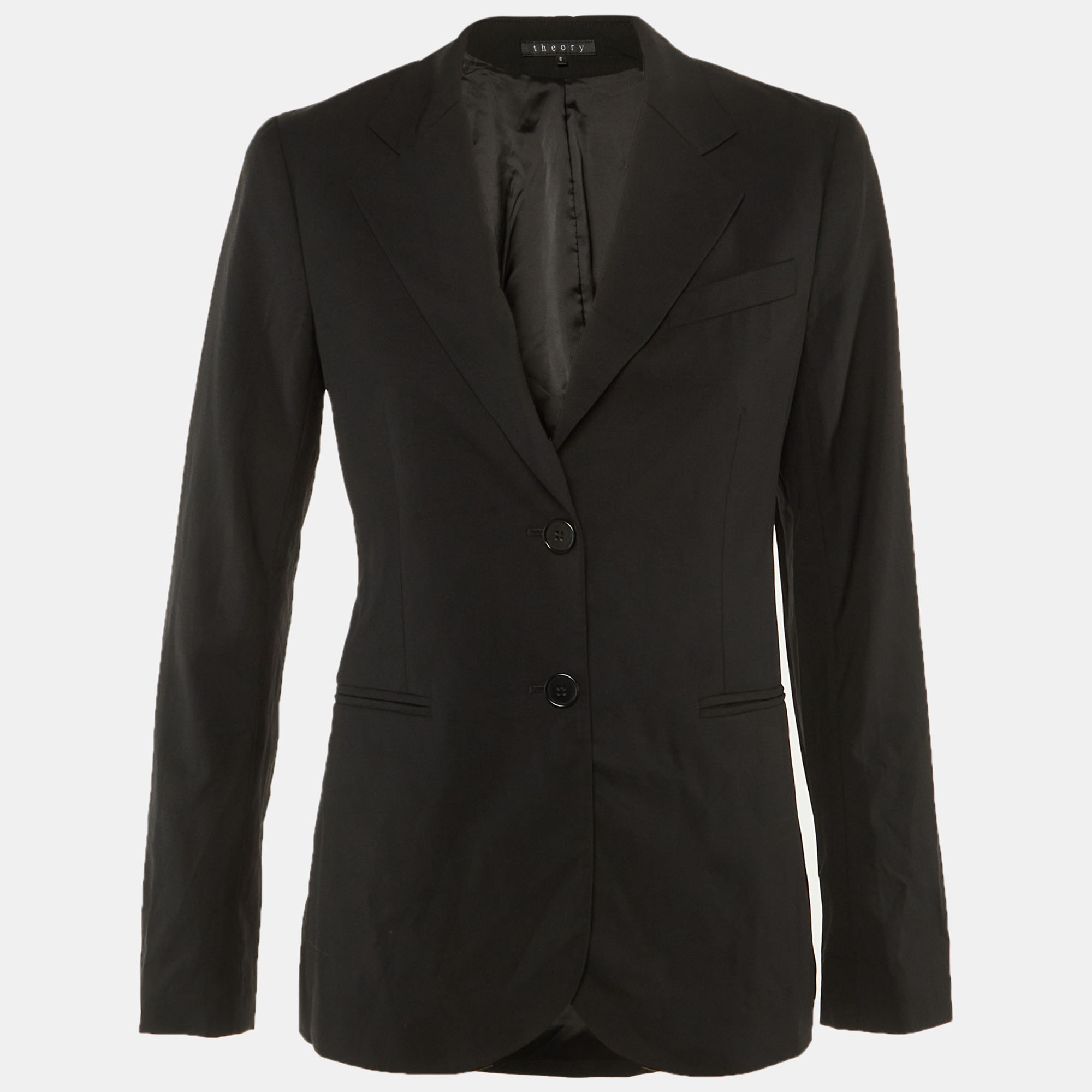 Pre-owned Theory Black Wool Single Breasted Blazer S