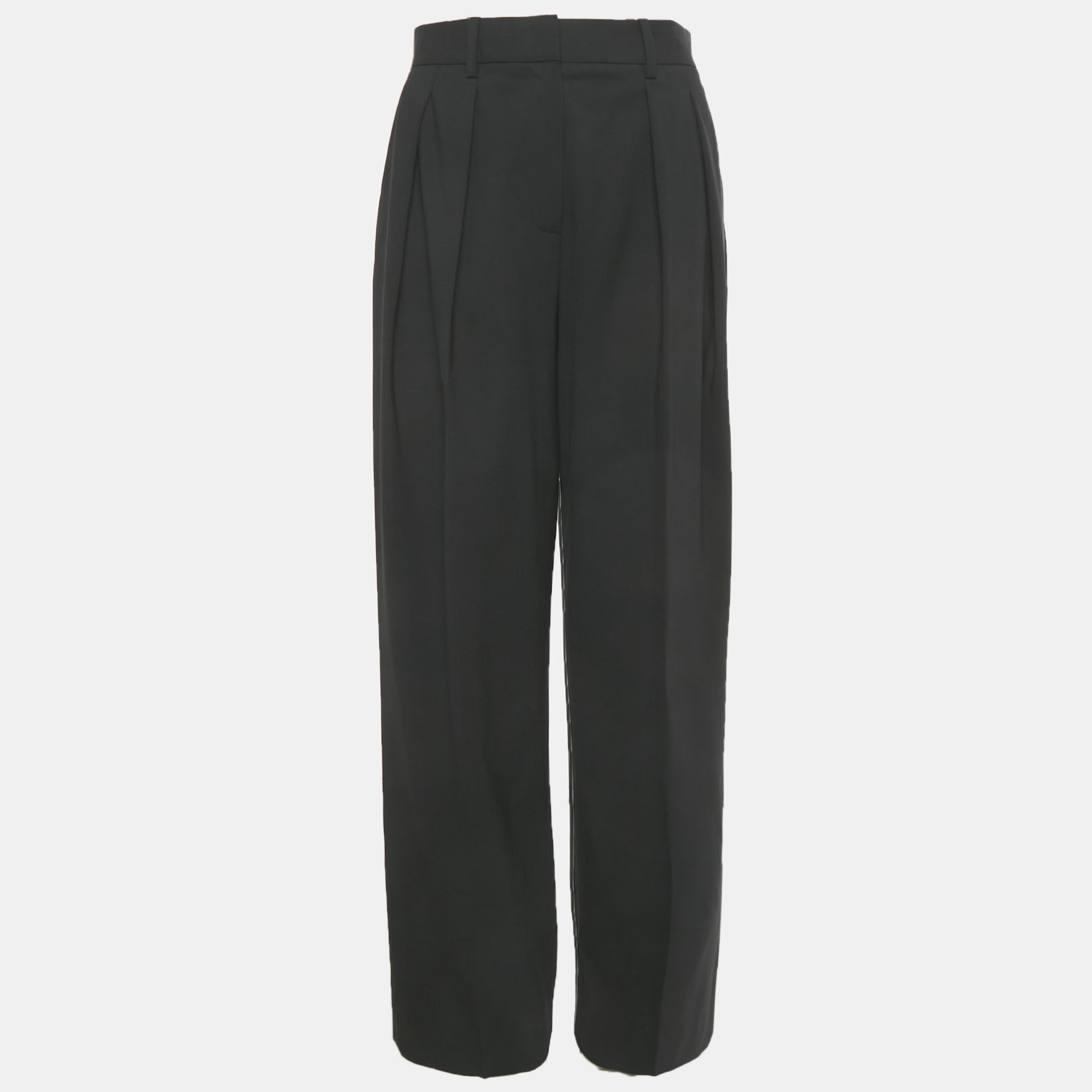 THEORY Pre-owned Black Wool Pleated Formal Trousers S