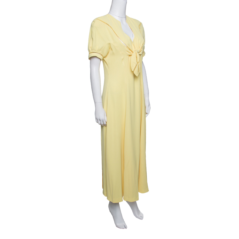 

Thierry Mugler Vintage Yellow Cutout Tie Detail Maxi Dress