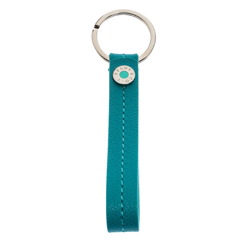 Tiffany & Co. Turquoise Leather Snap Loop Keychain