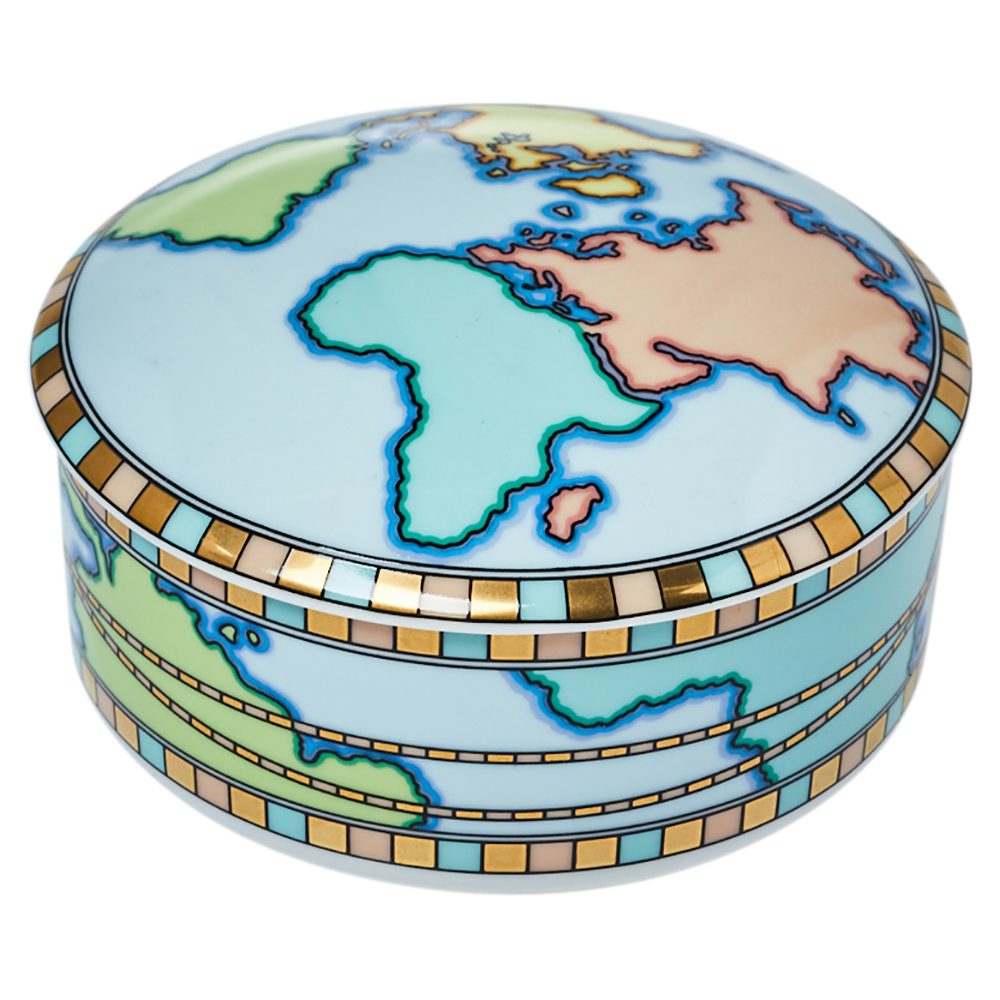 Tiffany & Co. Porcelain World Map Trinket Jewelry Box