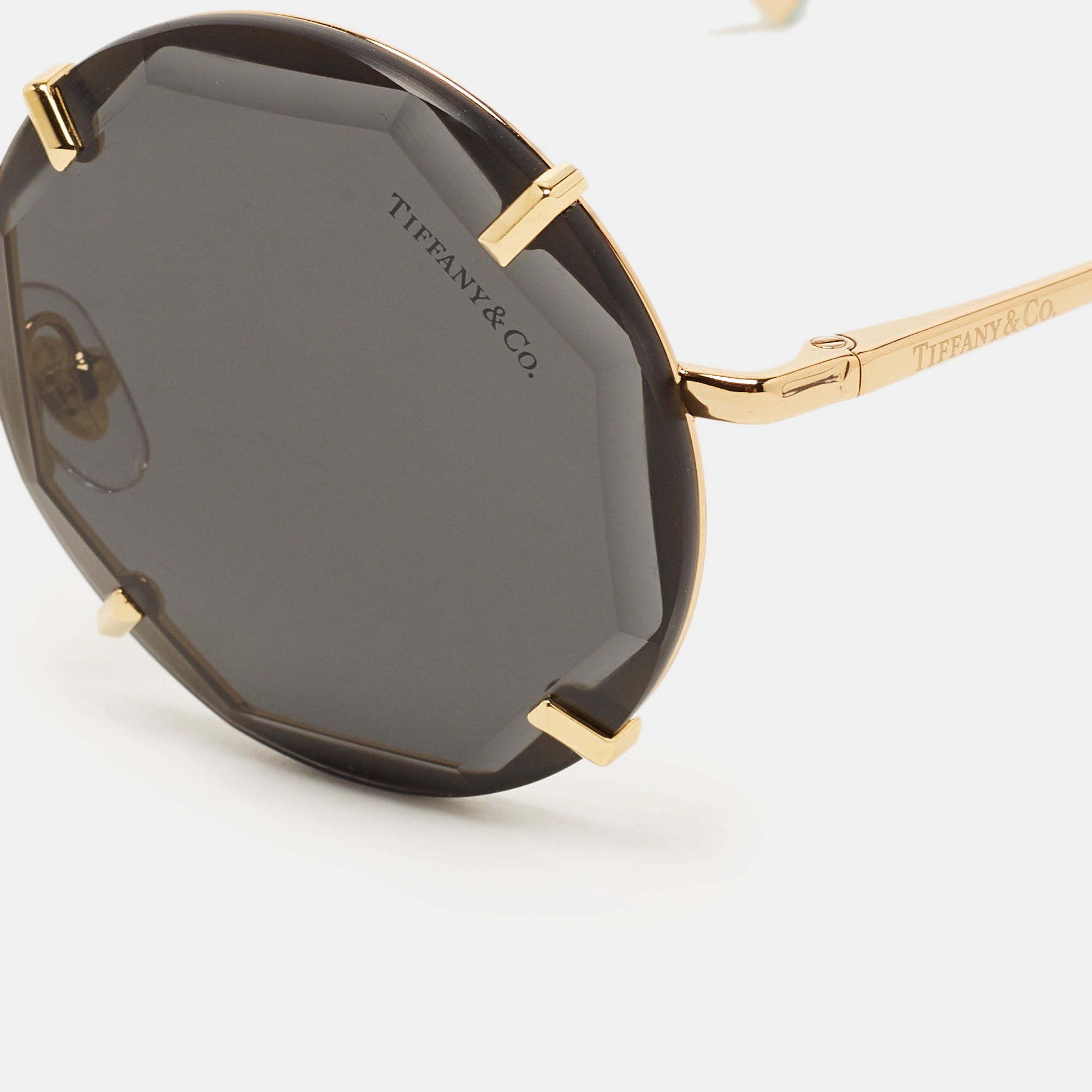 

Tiffany & Co. Gold Tone/Dark Grey TF3091 Round Sunglasses