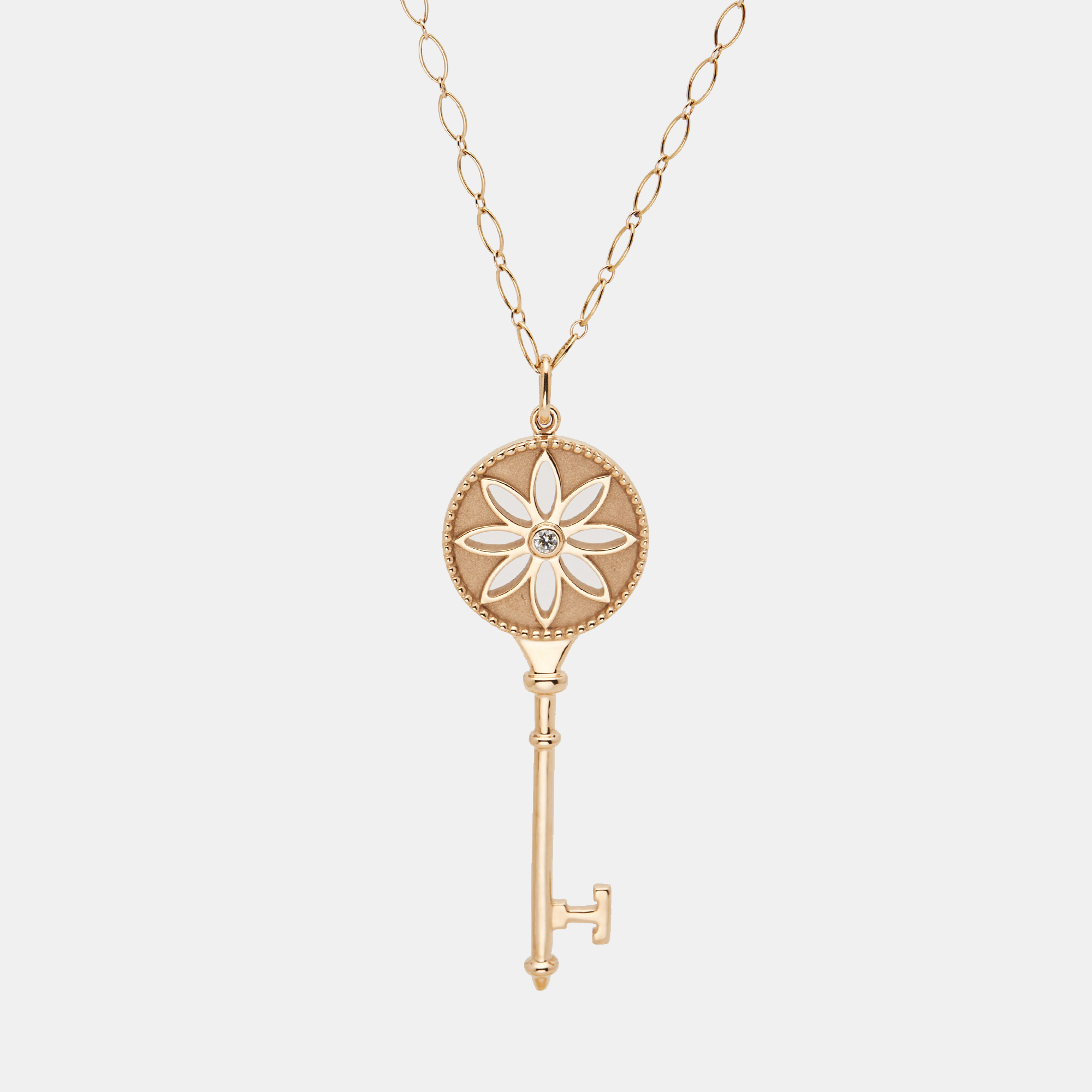 

Tiffany & Co. Daisy Key Diamond 18K Rose Gold Long Pendant Necklace