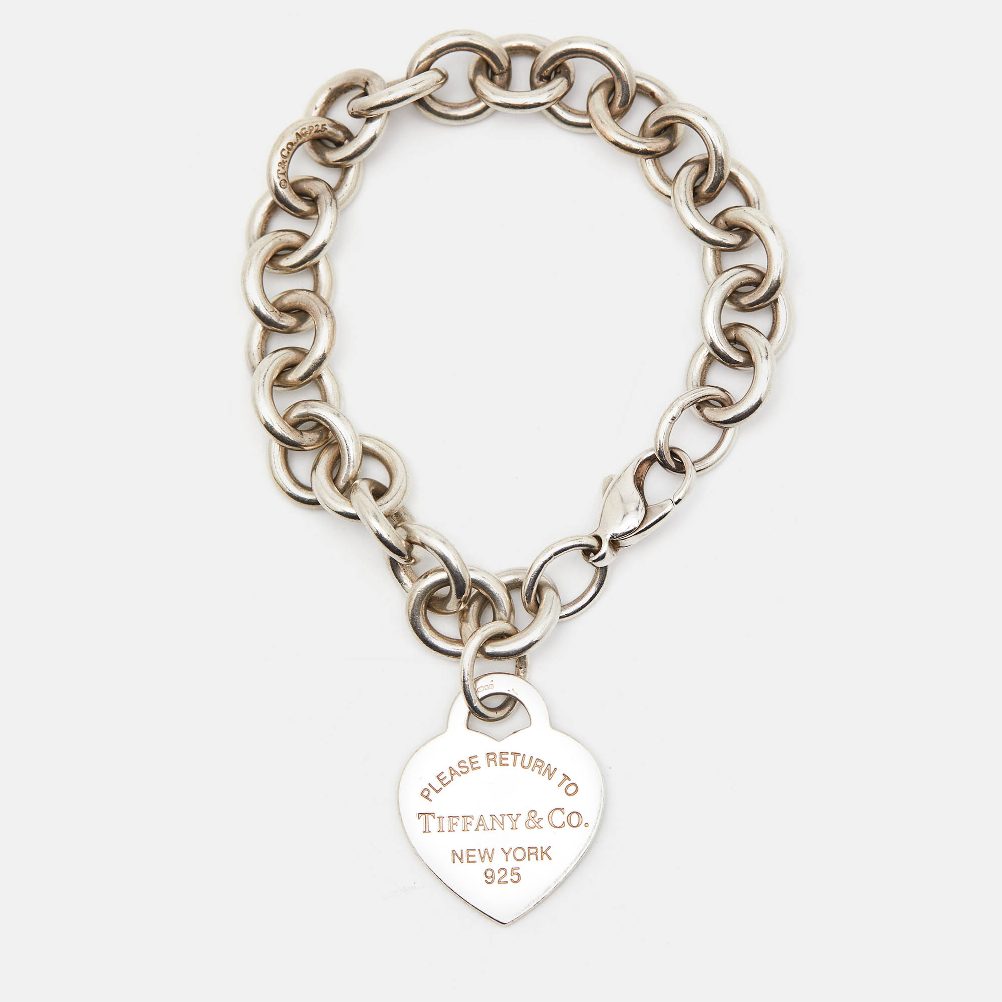 

Tiffany & Co. Return To Tiffany Blue Enamel Heart Tag & Silver Bracelet