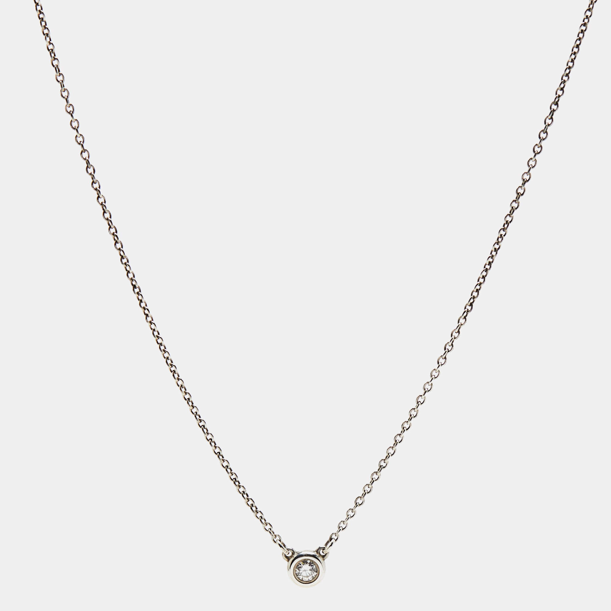 

Tiffany & Co. Elsa Peretti Diamond By the Yard Sterling Silver Necklace