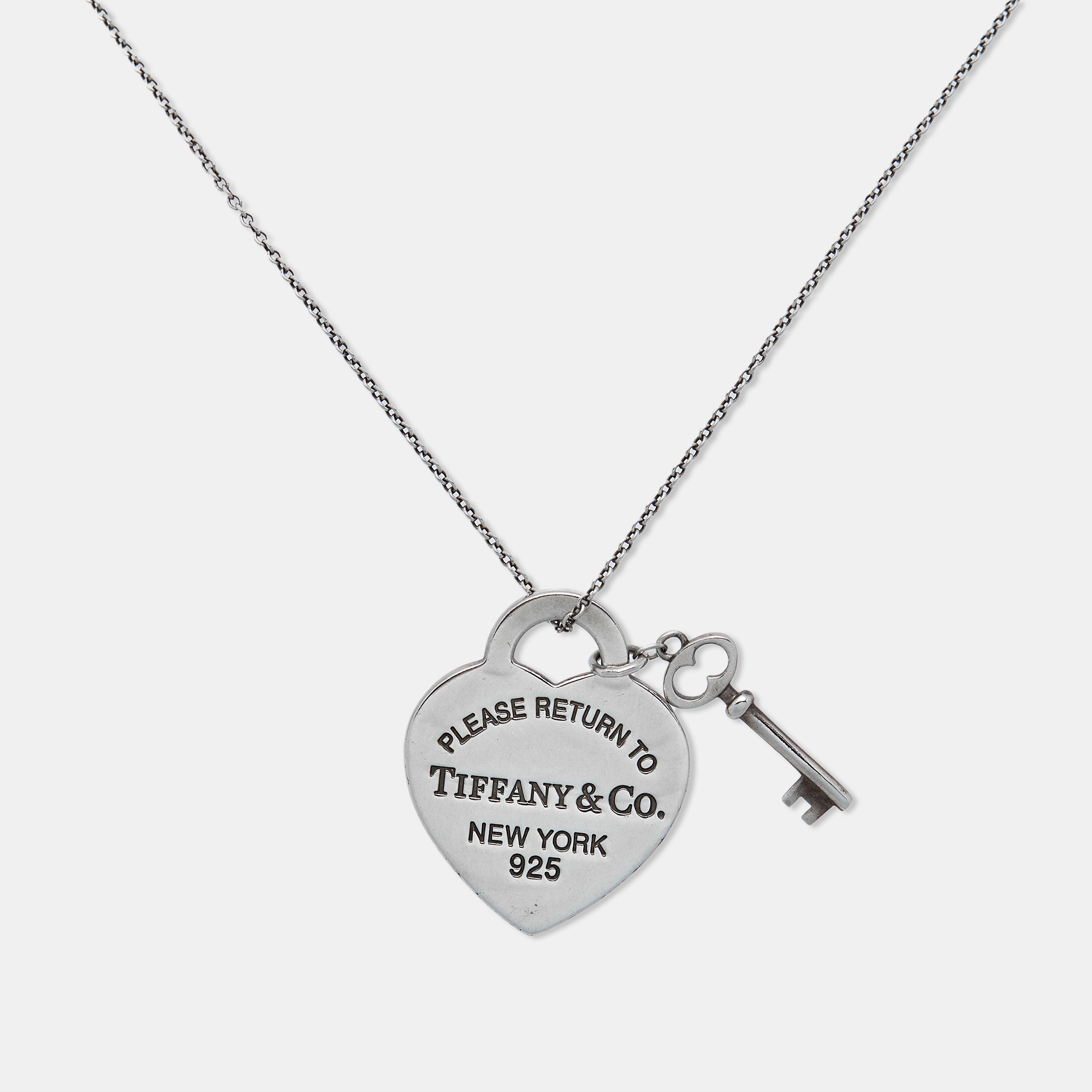 

Tiffany & Co. Return To Tiffany Heart Tag Key Sterling Silver Pendant Necklace