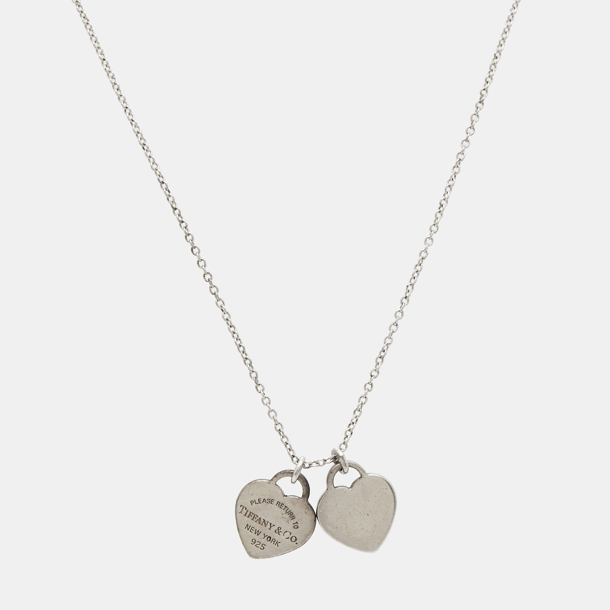 

Tiffany & Co. Return To Tiffany Double Heart Tag Sterling Silver Pendant Necklace