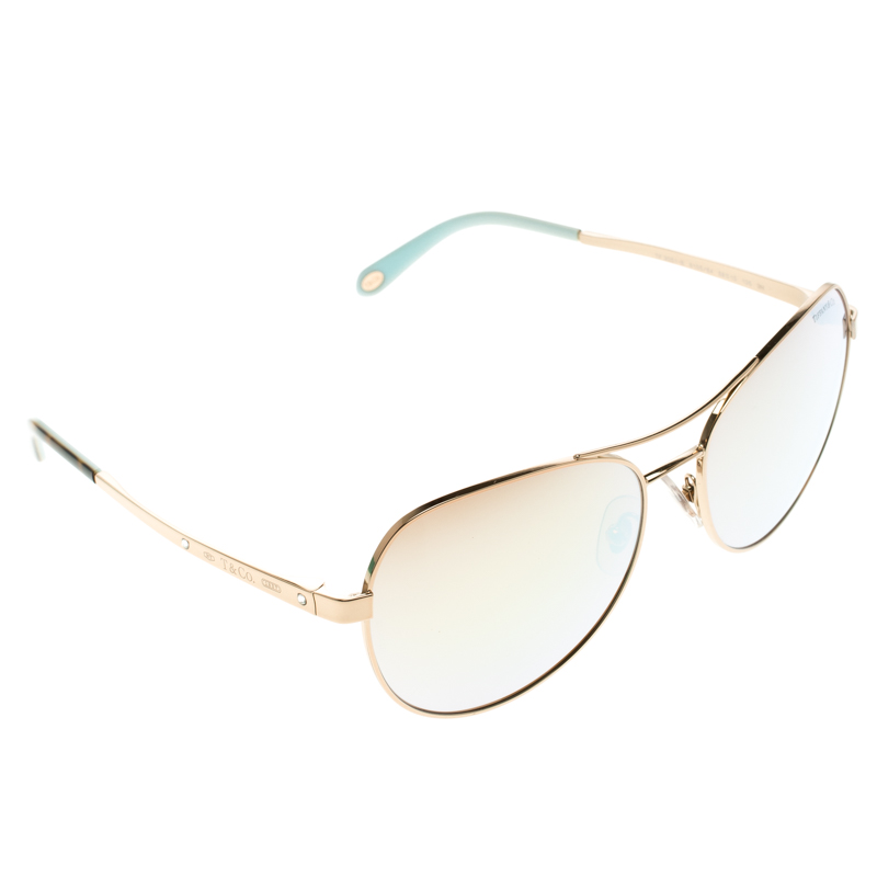 Tiffany Silver Gold TF 3051-B Aviator Sunglasses