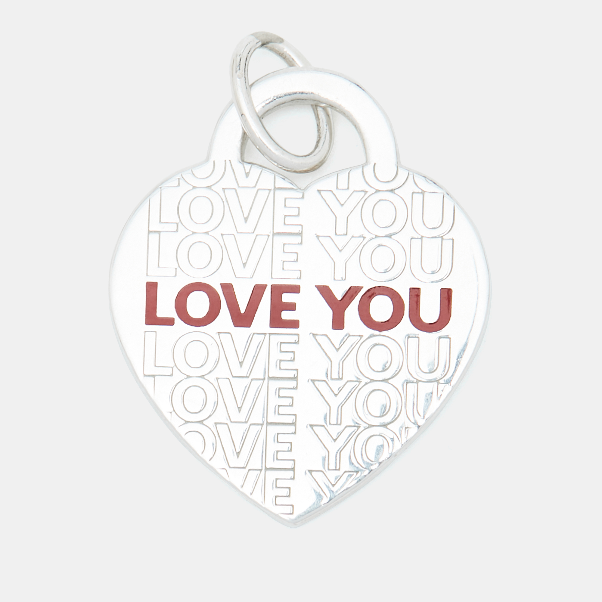 

Tiffany & Co. Heart tag “Love You” Enamel Sterling Silver Pendant