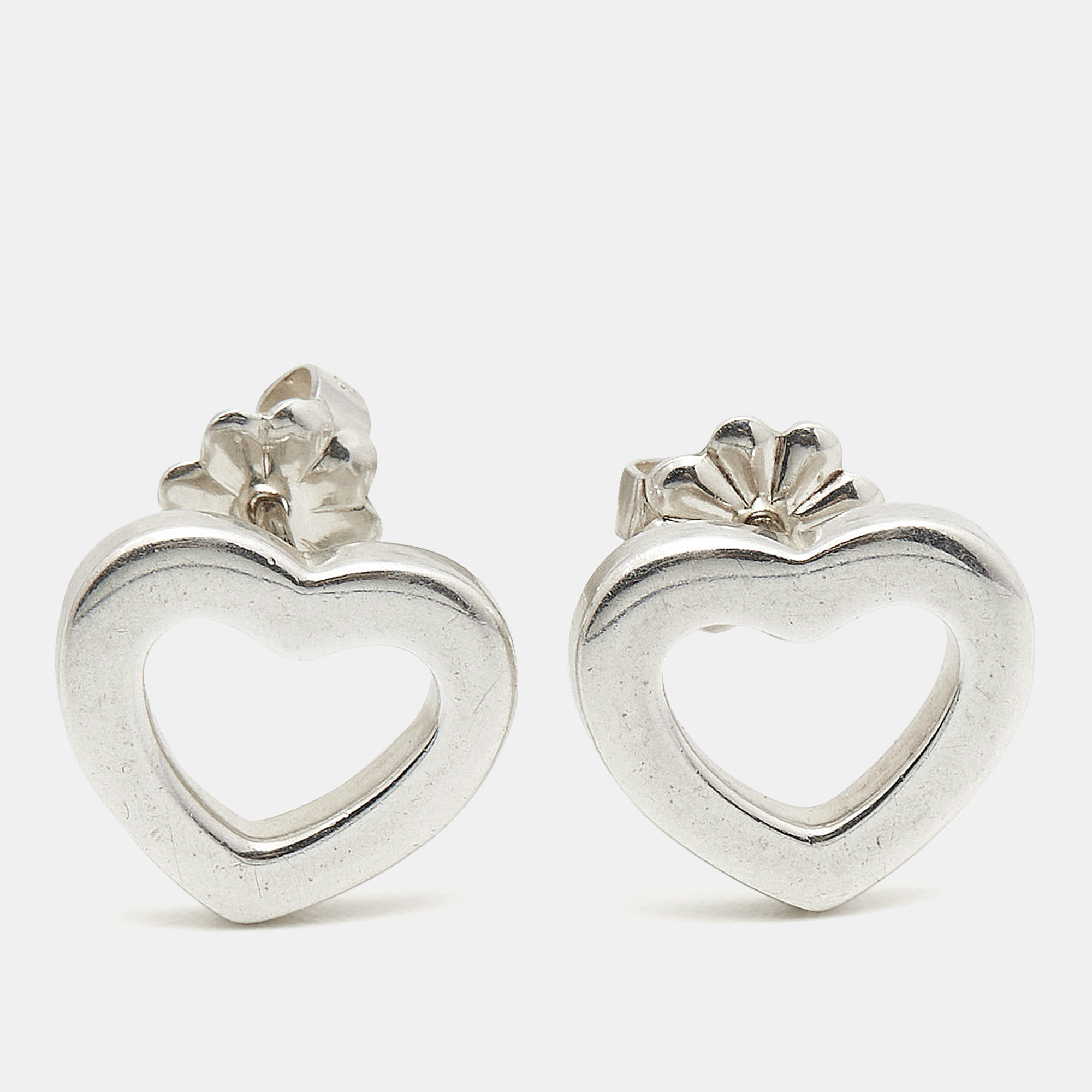 

Tiffany & Co. Open Heart Silver Stud Earrings