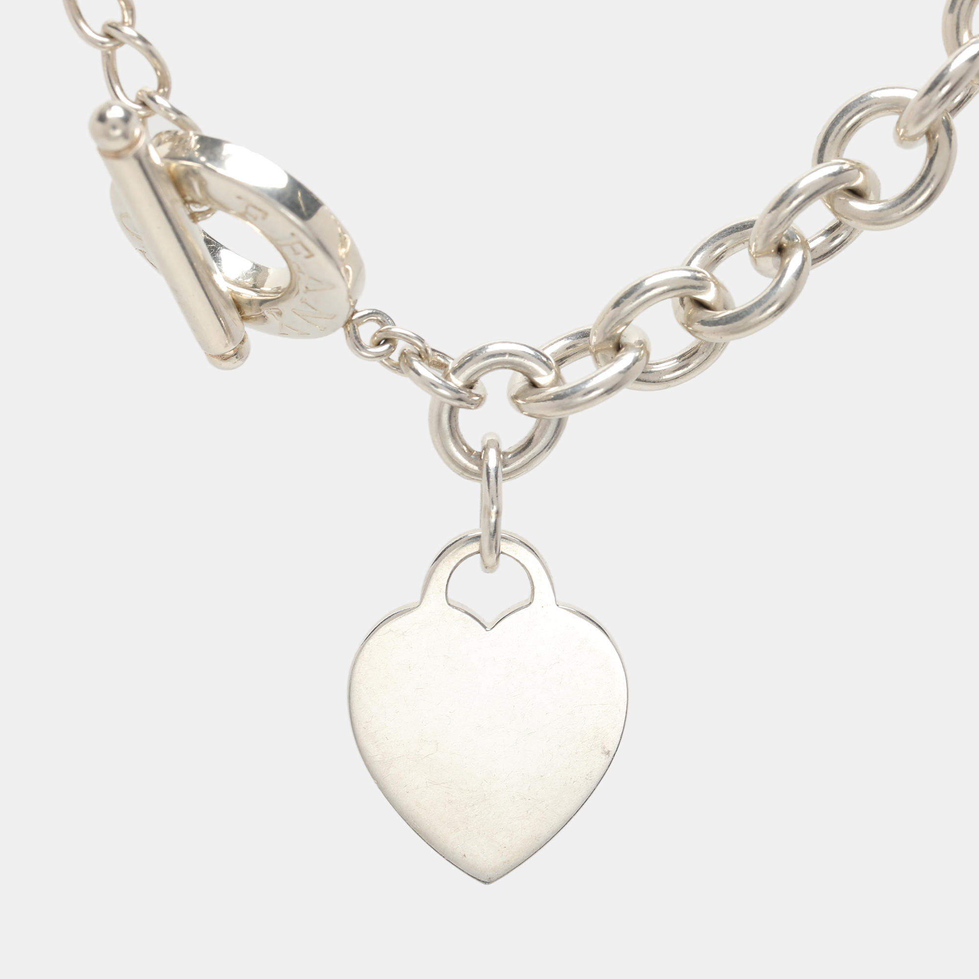 

Tiffany & Co. Heart Tag Charm Silver Chain Toggle Necklace