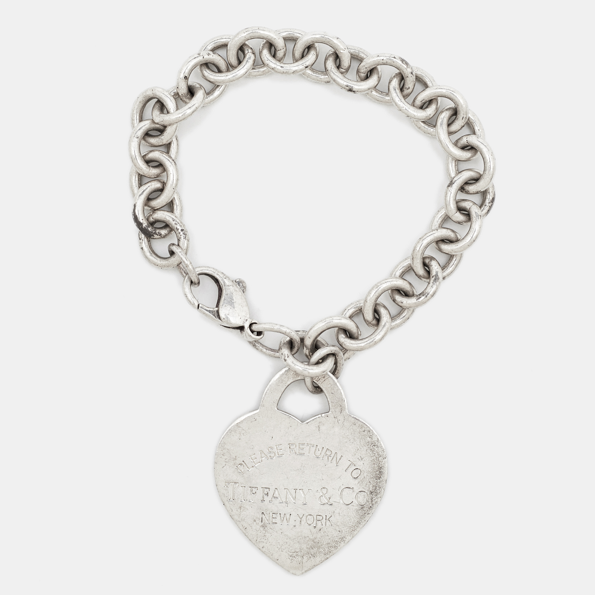 

Tiffany & Co. Return to Tiffany Sterling Silver Heart Tag Large Charm Bracelet