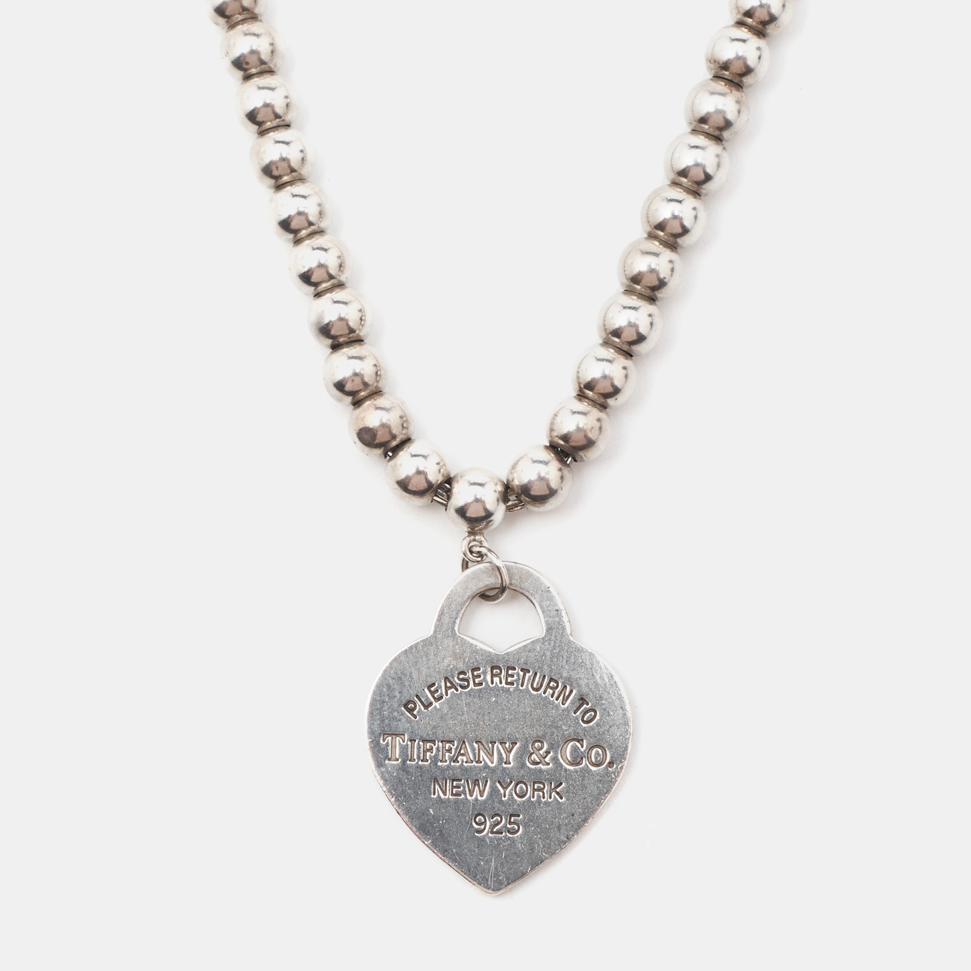 

Tiffany & Co. Return to Tiffany Beads Sterling Silver Heart Tag Necklace