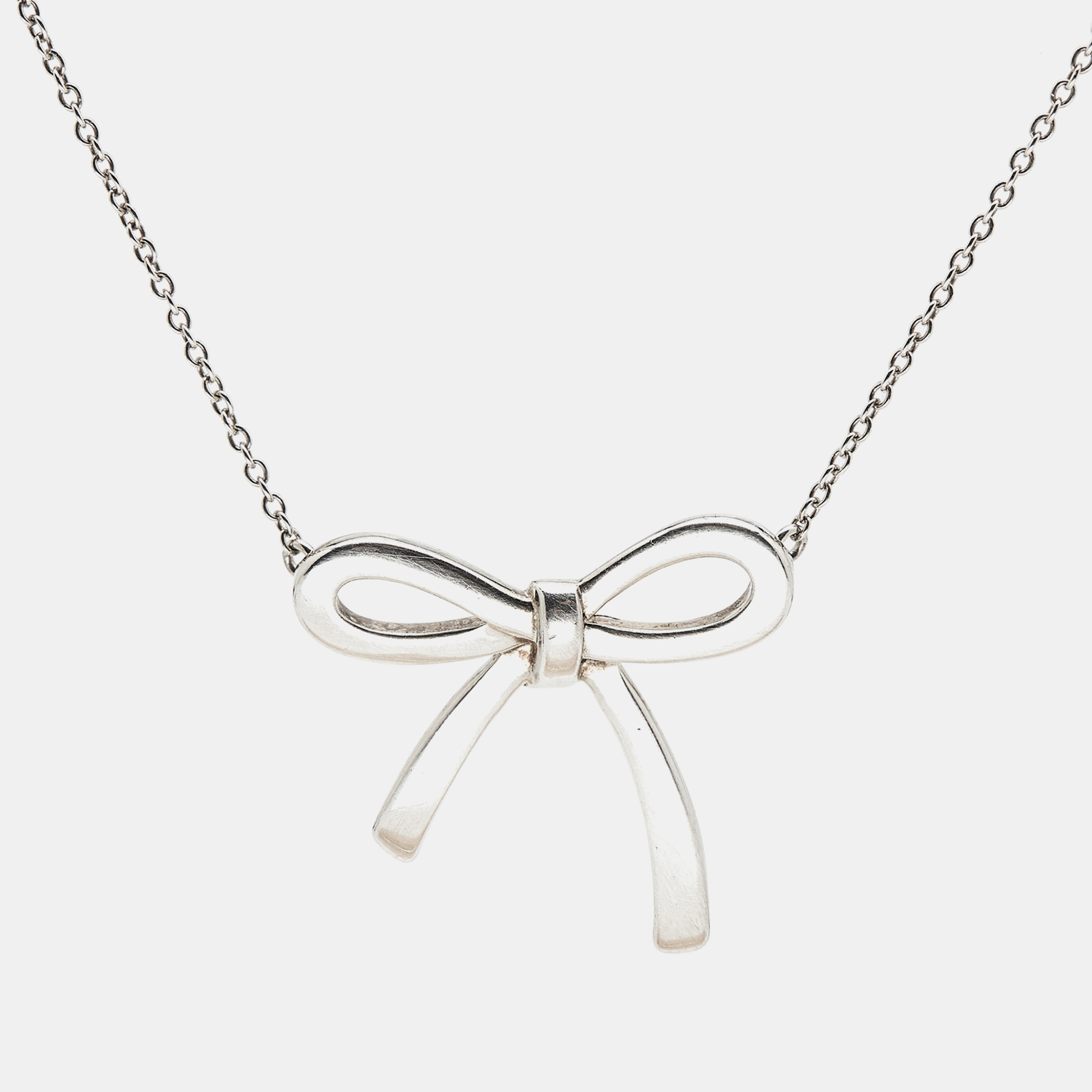 

Tiffany & Co. Ribbon Bow Sterling Silver Necklace