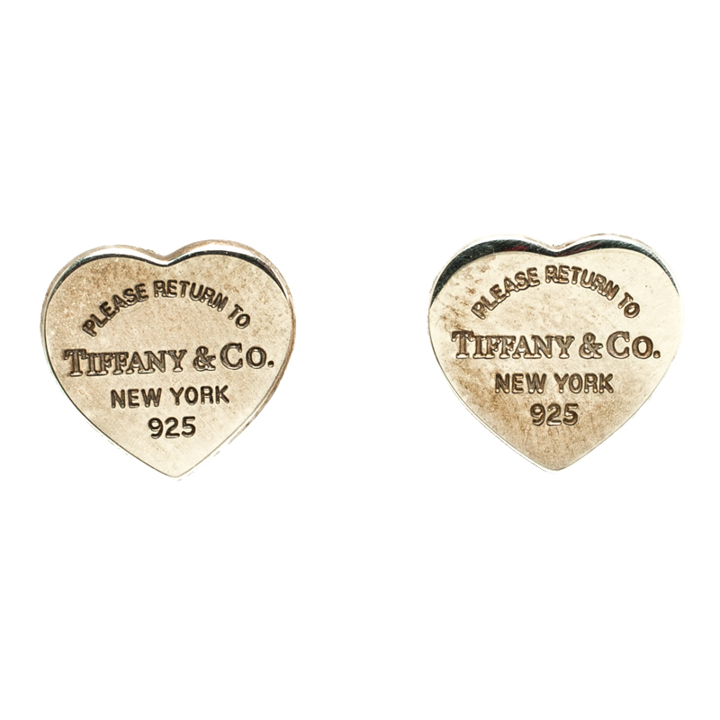 Pre Owned Tiffany & Co Return To Tiffany Silver Heart Stud Earrings