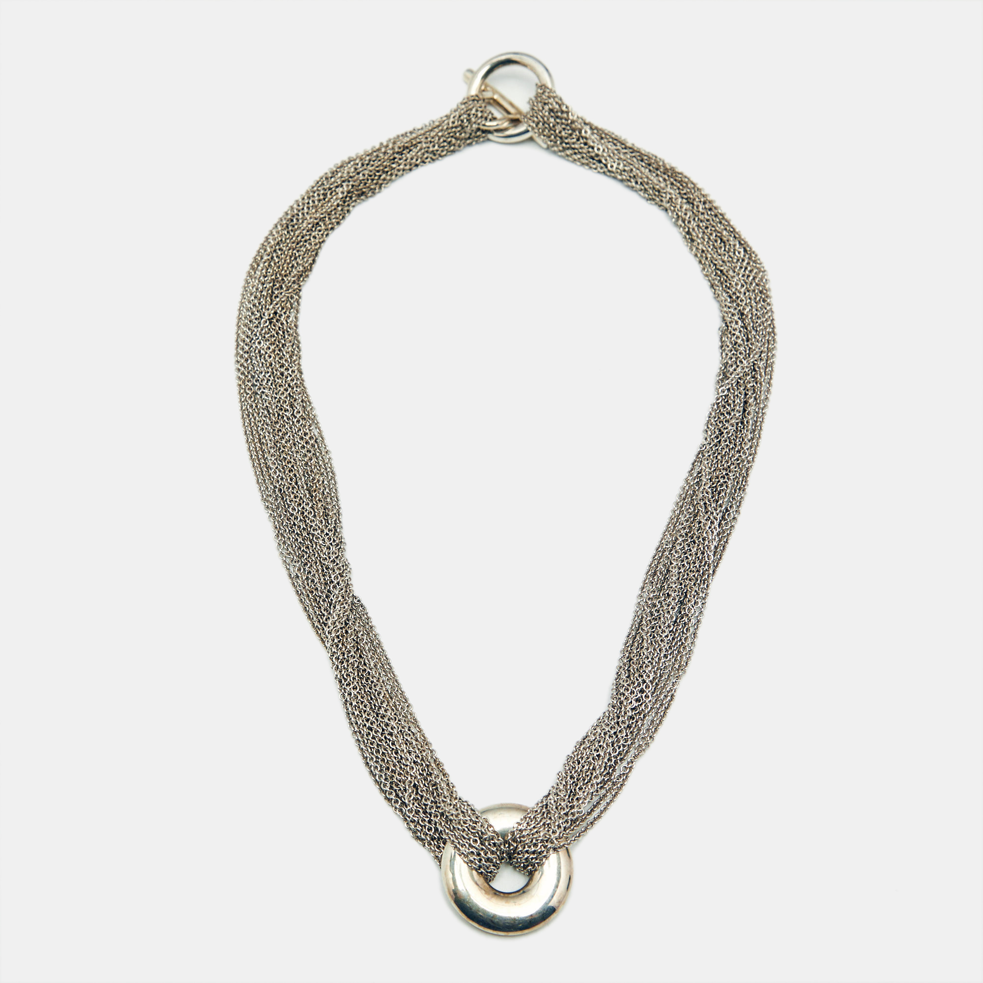 

Tiffany & Co. Circle Silver 925 Multi Chain Toggle Necklace