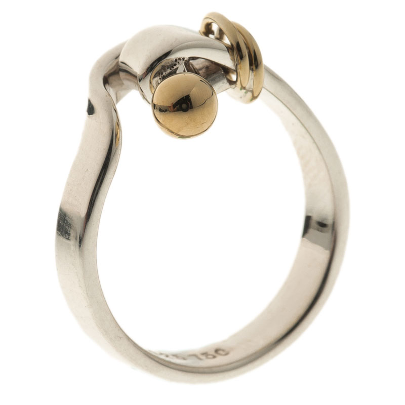 Pre Owned Tiffany & Co. Yellow Gold & Silver Ring Size 50.5