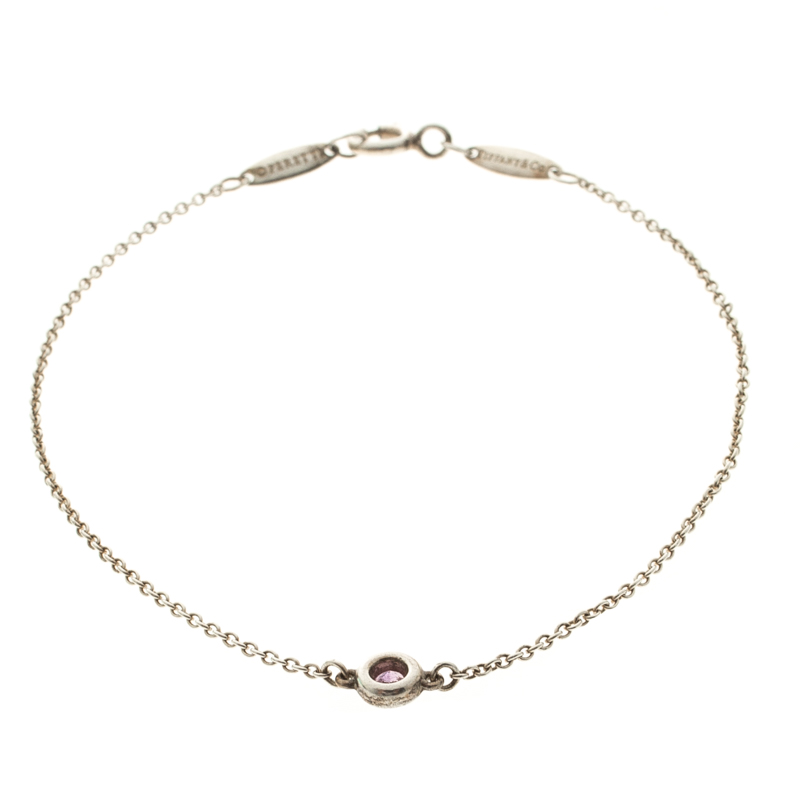 Tiffany & Co. Elsa Peretti Color By The Yard Pink Sapphire Silver Bracelet
