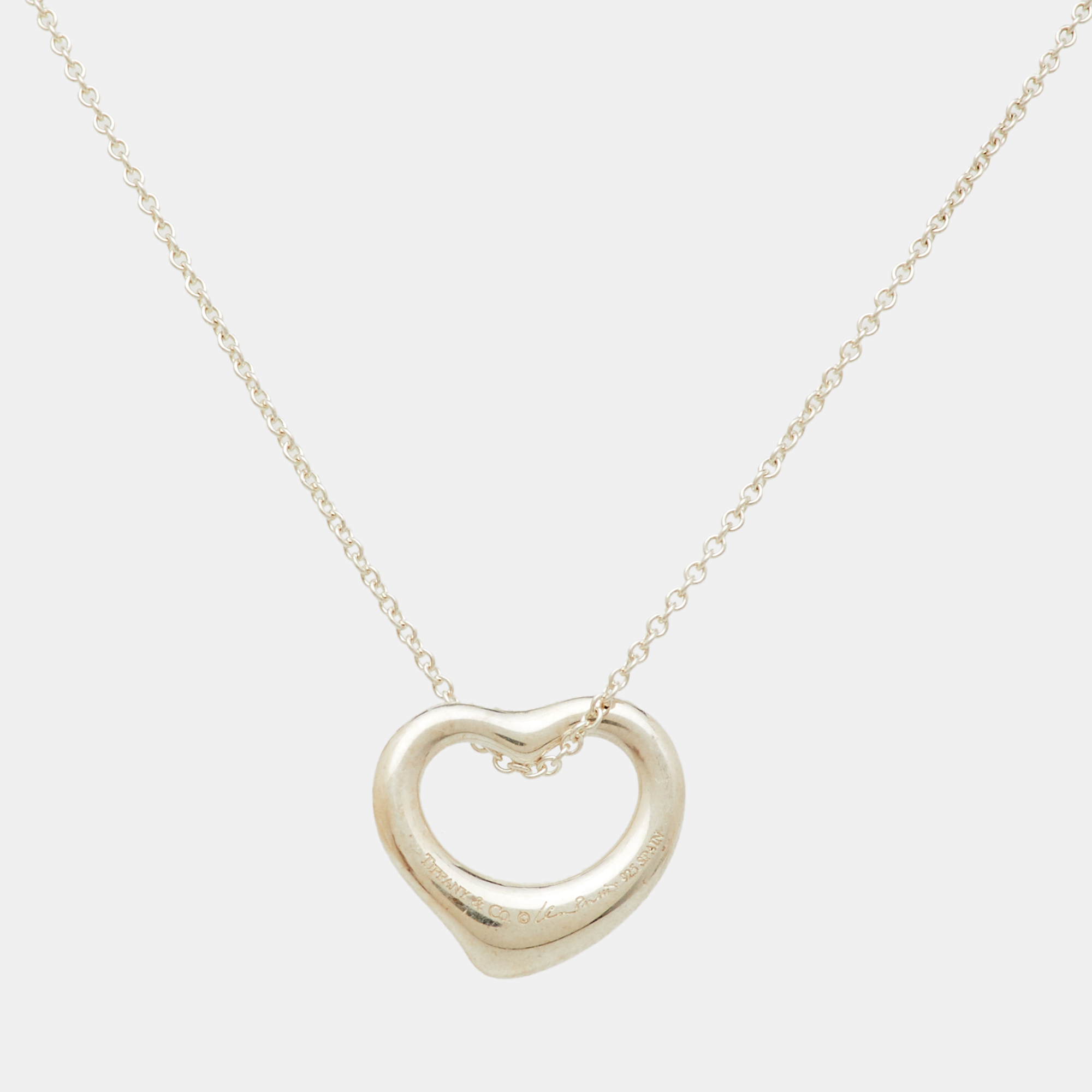 

Tiffany & Co. Elsa Peretti Open Heart Sterling Silver Pendant Necklace