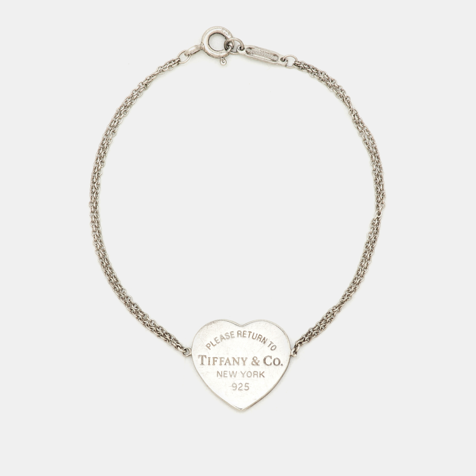 

Tiffany & Co. Return To Tiffany Heart Tag Silver 925 Double Chain Bracelet