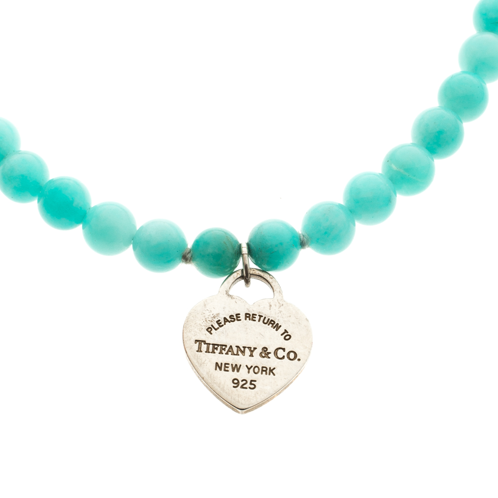 Tiffany & Co. Return To Tiffany Mini Heart Tag Silver Amazonite Bead