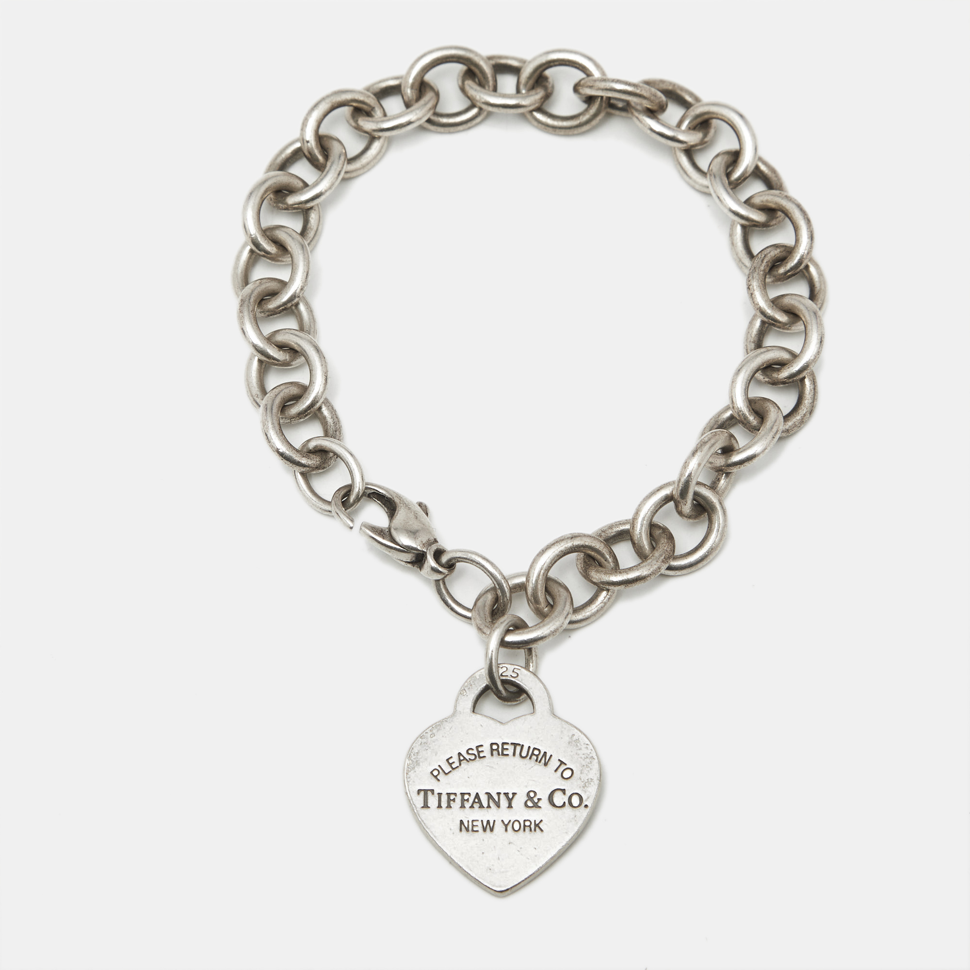 Pre-owned Tiffany & Co Return To Tiffany Heart Tag Sterling Silver Bracelet
