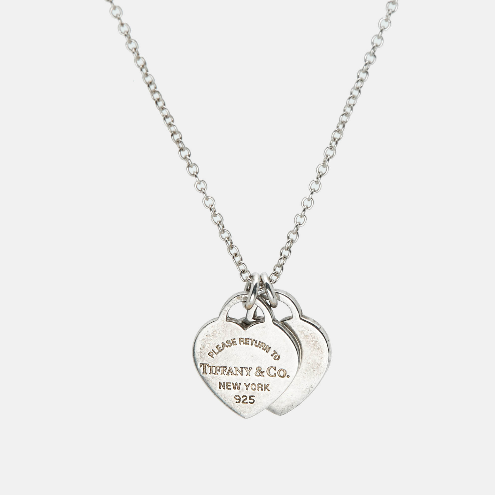 

Tiffany & Co. Return To Tiffany Double Heart Tag Sterling Silver Pendant Necklace