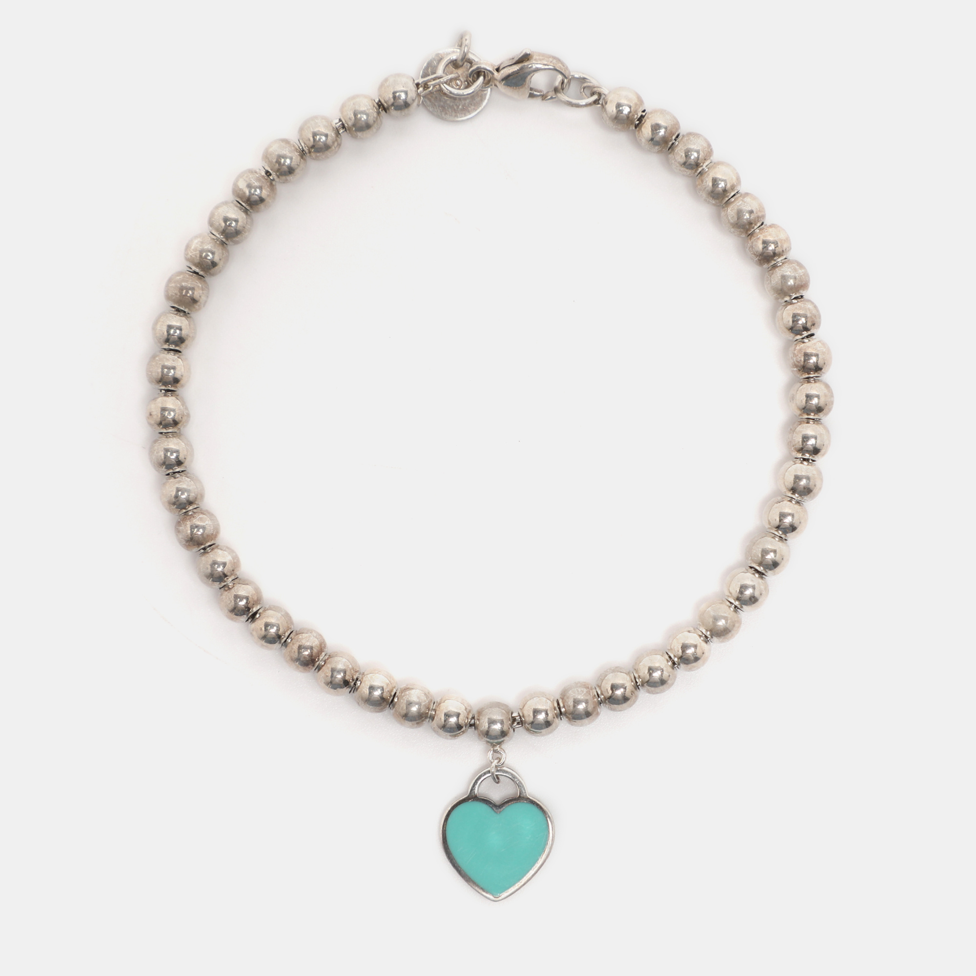 

Tiffany & Co. Return to Tiffany Heart Tag Enamel Sterling Silver Beads Bracelet, Blue