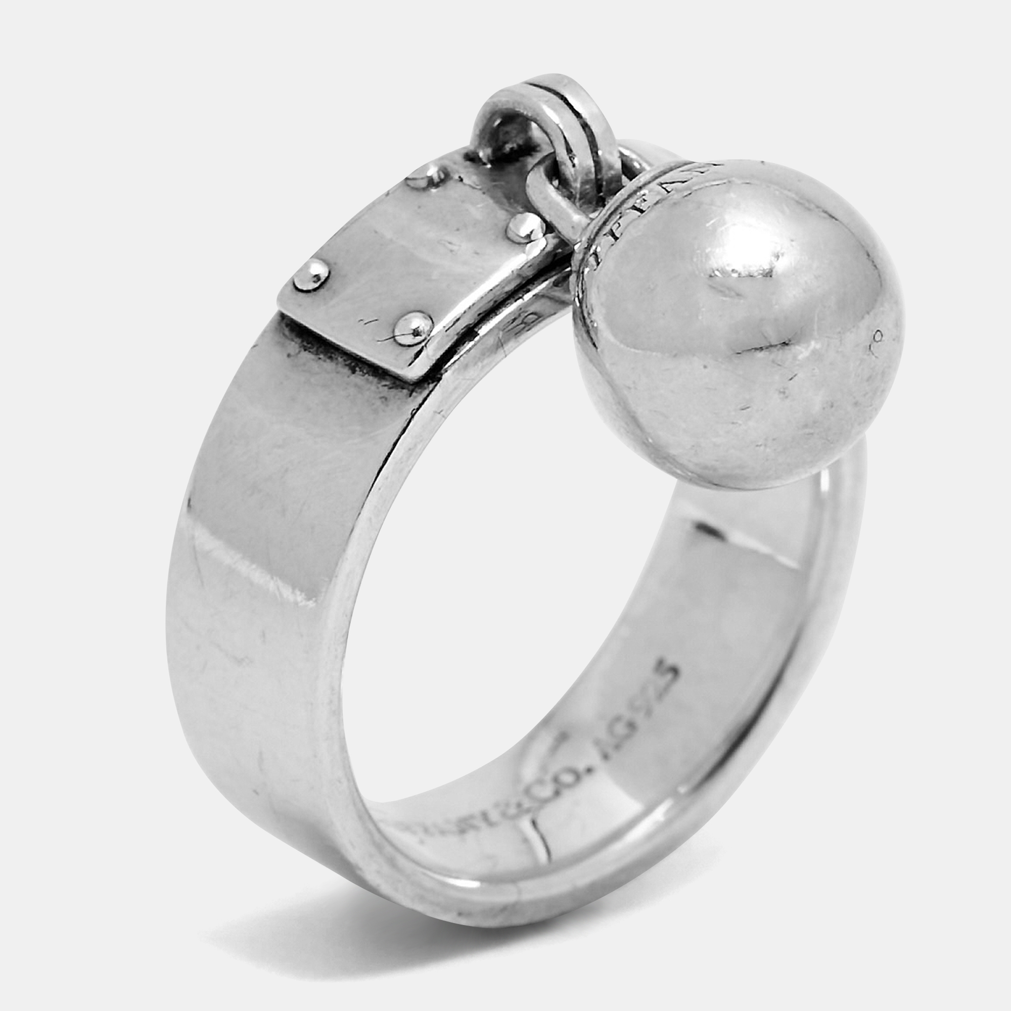 

Tiffany & Co. HardWear Sterling Silver Ball Dangle Ring Size