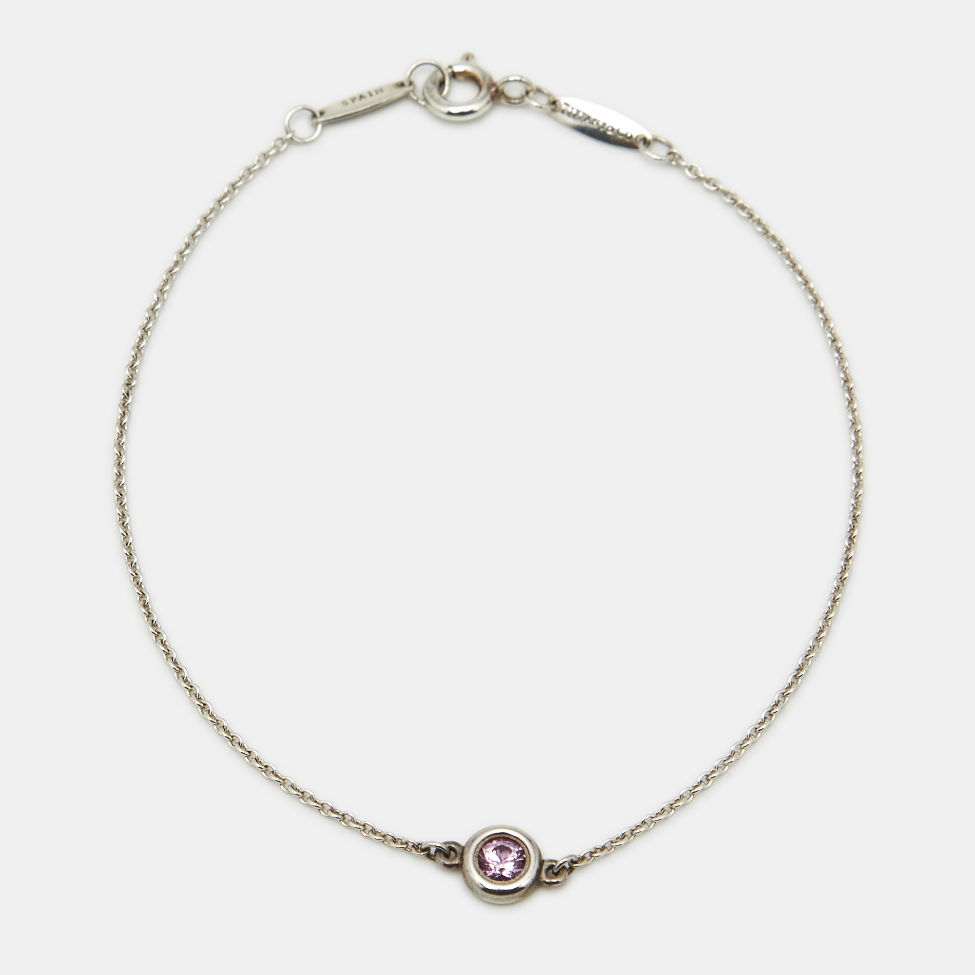 

Tiffany & Co. Elsa Peretti Color By the Yard Pink Sapphire Sterling Silver Bracelet