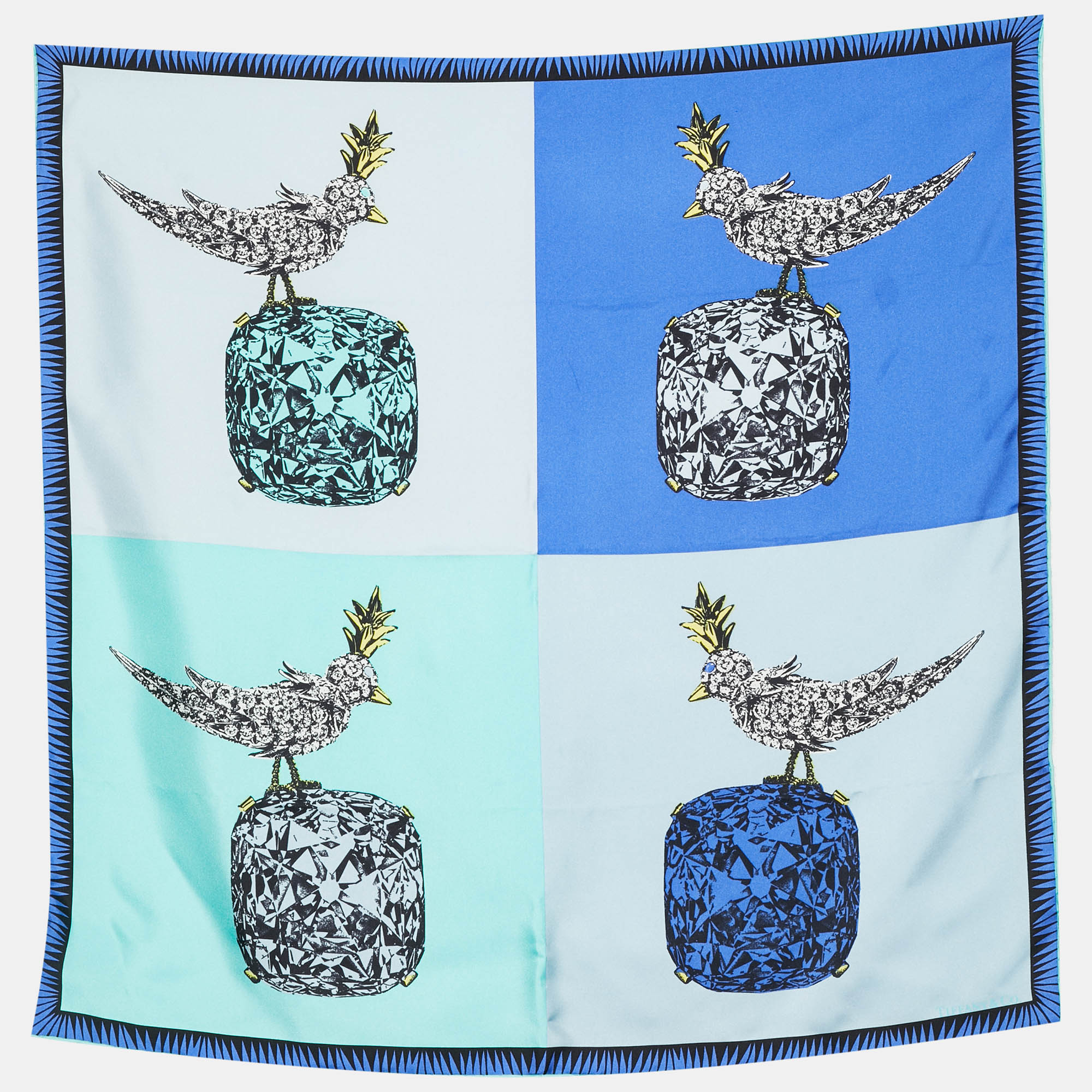 

Tiffany & Co. Blue Printed Silk Scarf