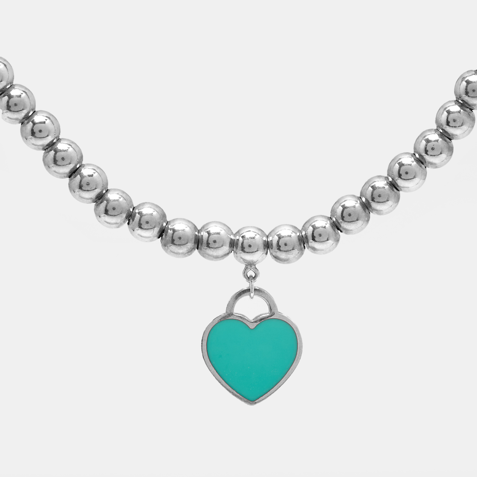 

Tiffany & Co. Return to Tiffany Enamel Heart Tag Sterling Silver Beads Bracelet