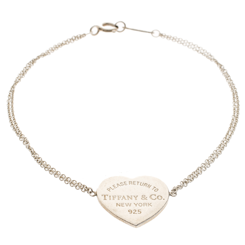 Pre Owned Tiffany & Co. Return To Tiffany Heart Tag Silver Chain Bracelet