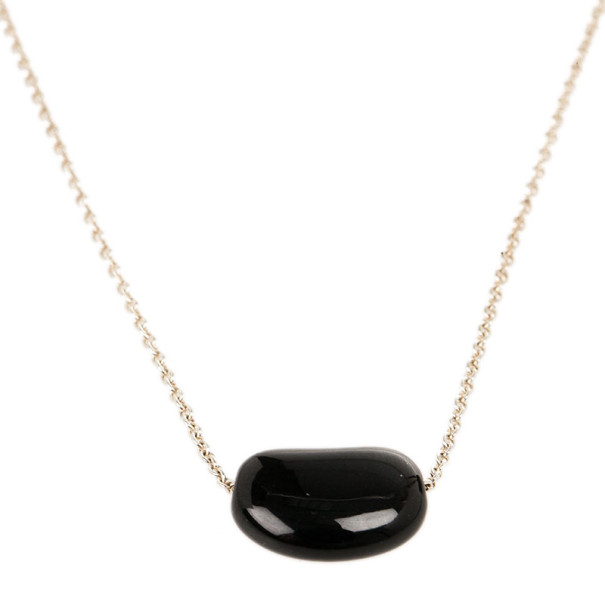 tiffany black jade bean necklace