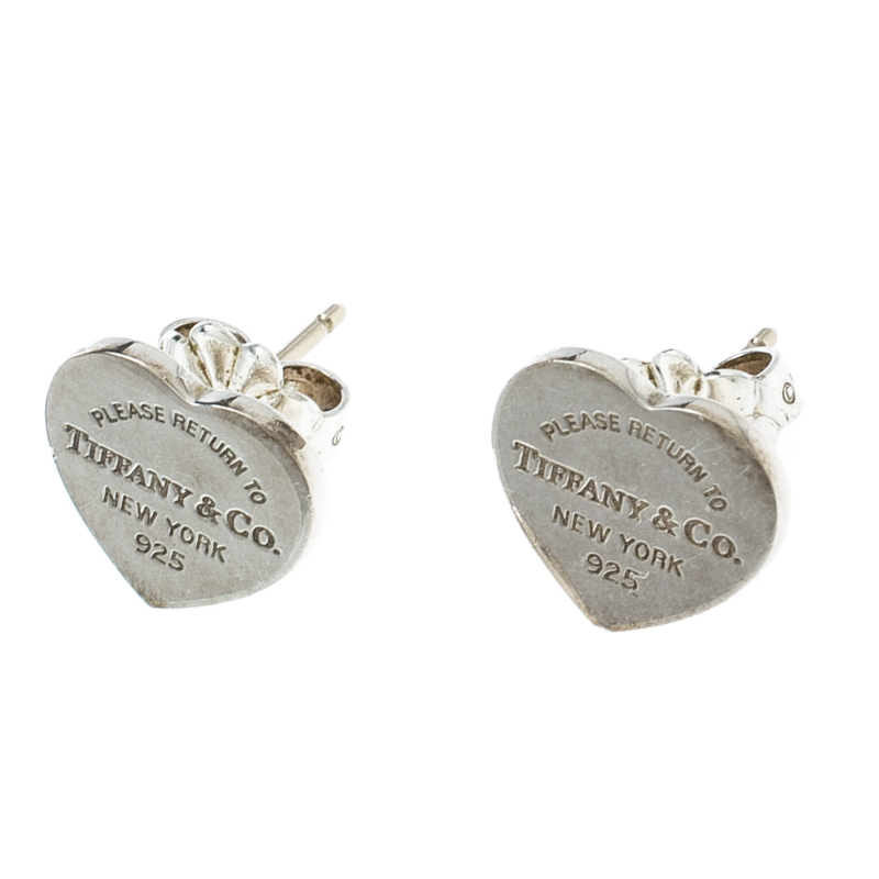 Tiffany & Co. Return To Tiffany Mini Heart Tag Silver Stud Earrings