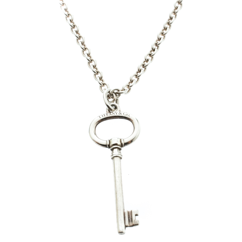 Pre Owned Tiffany & Co. Key Silver Pendant Necklace