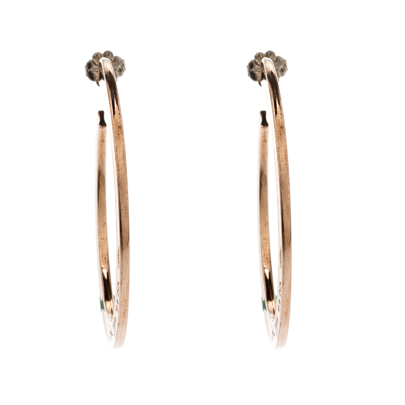 Pre Owned Tiffany & Co. Rose Gold Tone Rubedo Metal Hoop Earrings
