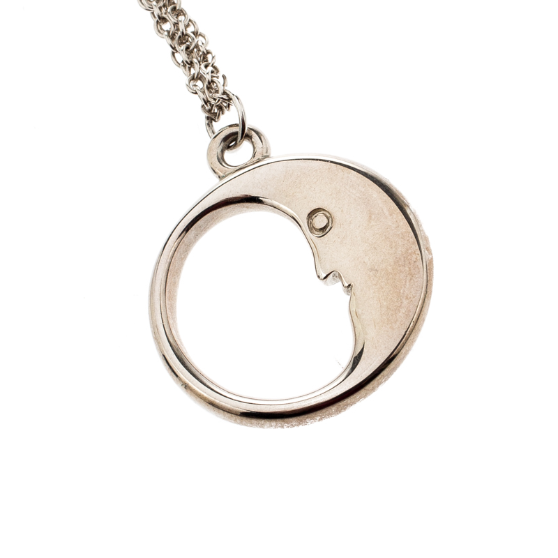 Pre Owned Tiffany & Co. Man In The Moon Silver Pendant Necklace
