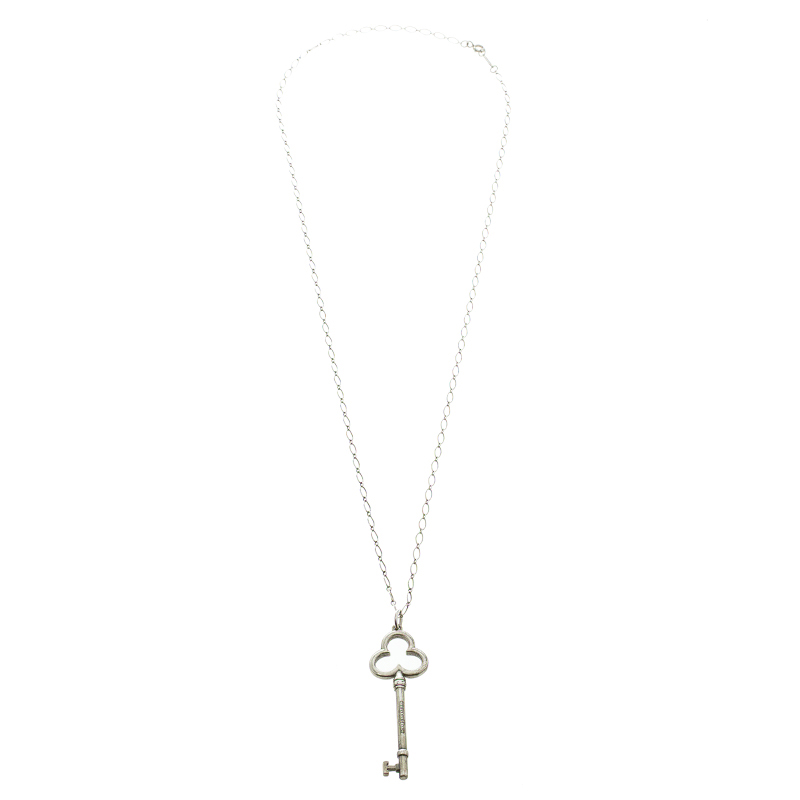 

Tiffany & Co. Key Silver Chain Link Pendant Necklace