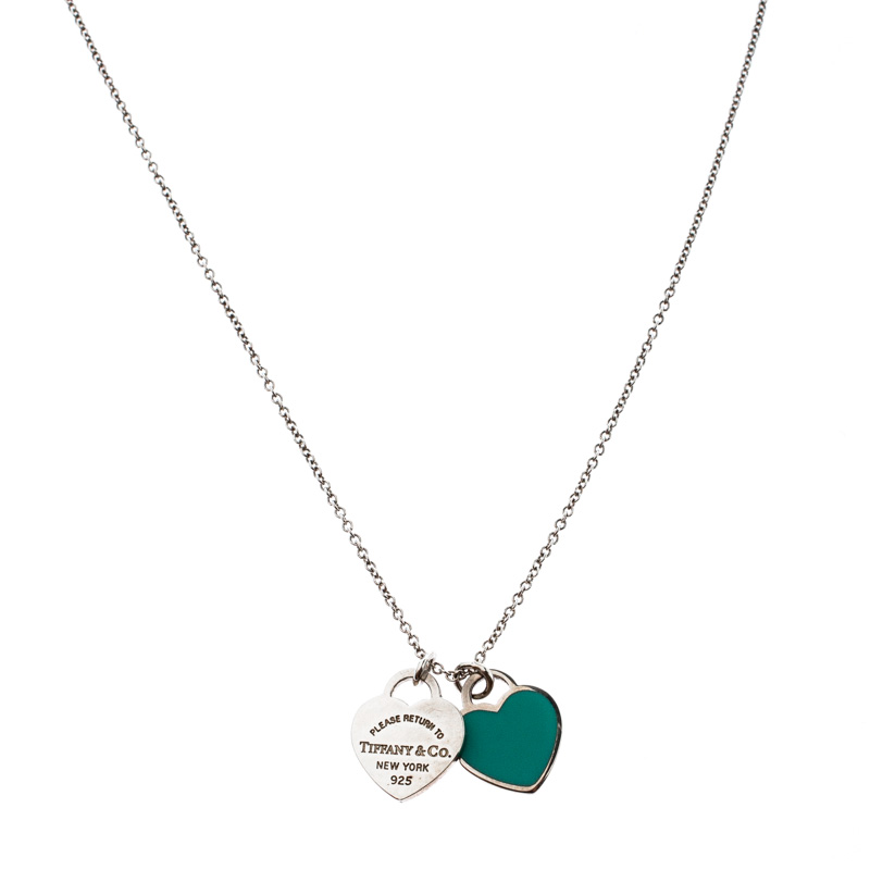 Tiffany & Co. Return To Tiffany Double Heart Tag Silver Chain Necklace